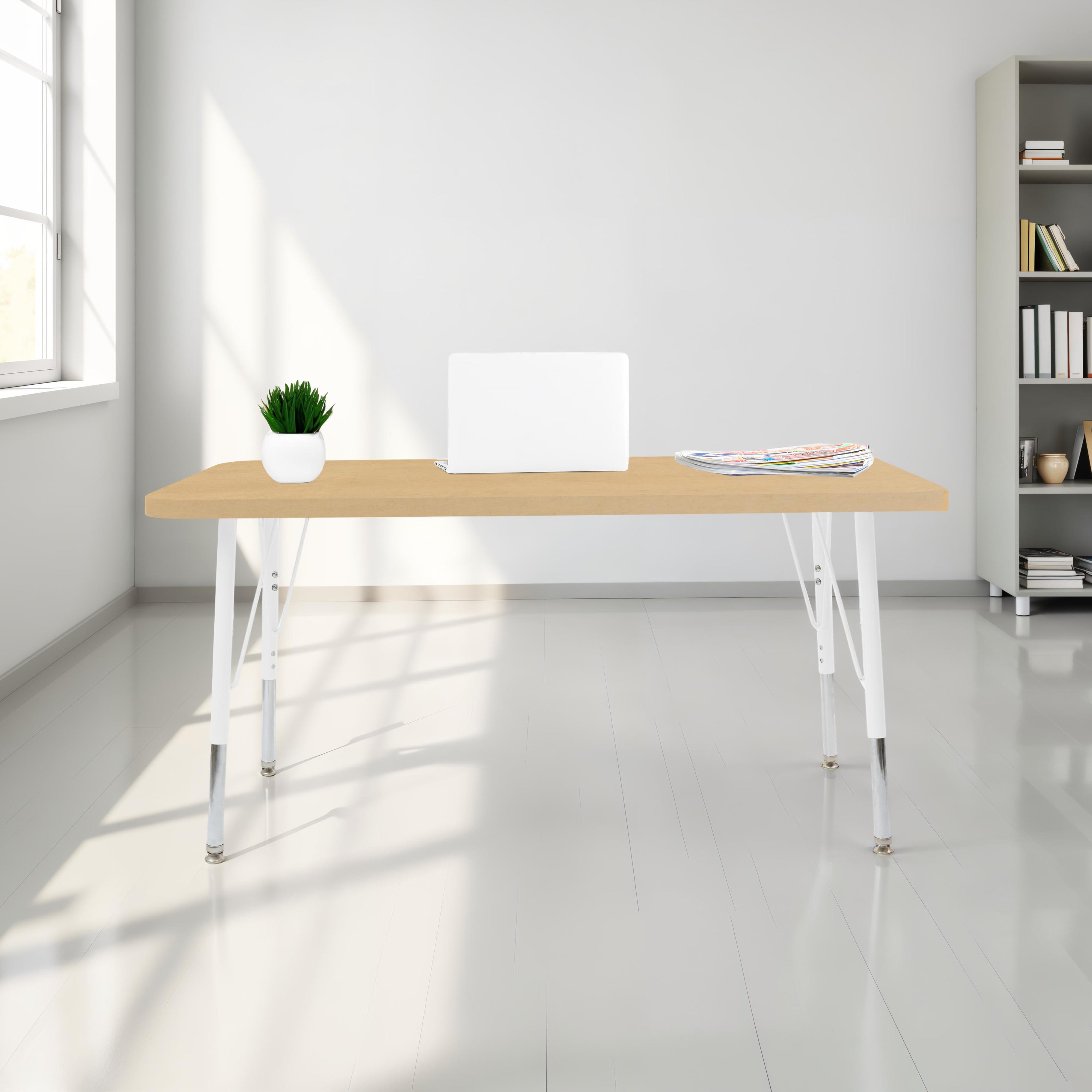24" x 48" Rectangle Thermofused Woodgrain Activity Table with Standard Legs - Maple Grain/White