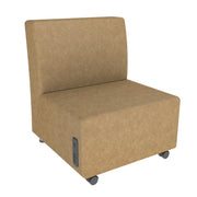 Pro Series Rustic Upholstered Armless Mobile Chair with Tech Panel - Pecan