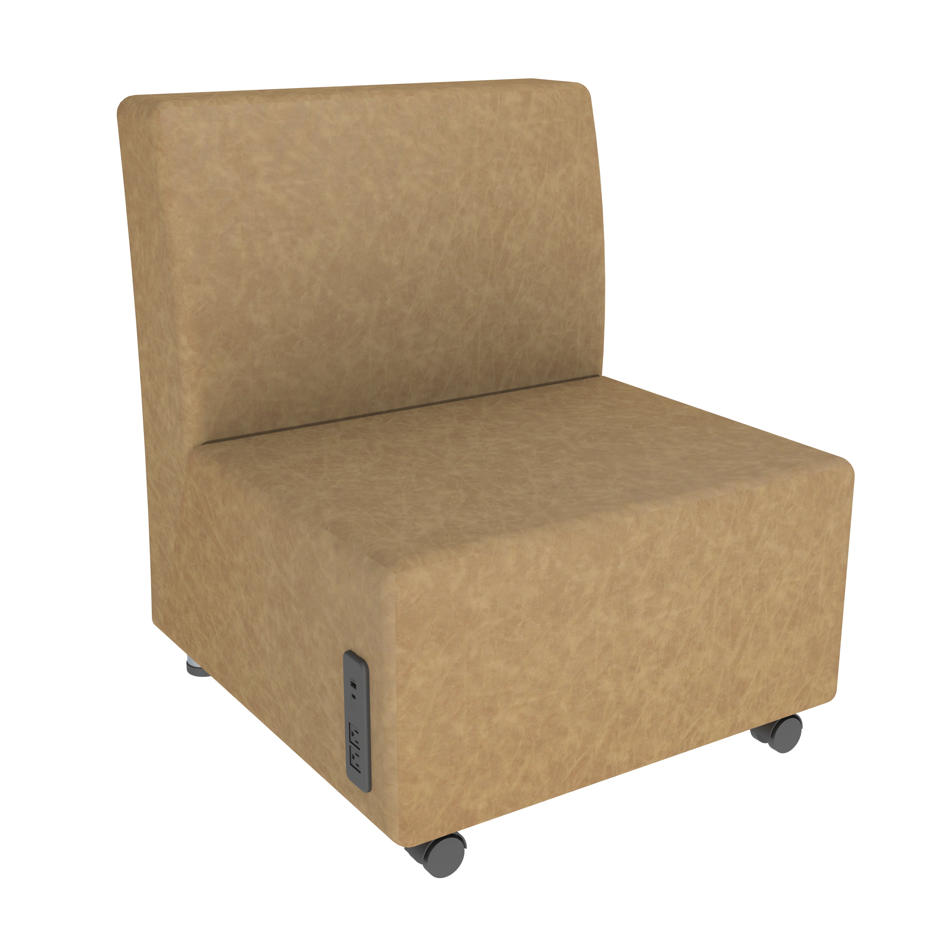 Pro Series Rustic Upholstered Armless Mobile Chair with Tech Panel - Pecan
