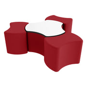 Pro Series Dry-Erase Cog Ottoman Table with Bowtie 18" H Seating, 4-Piece Set - Crimson/Whiteboard