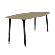 Adapte 34" x 60" Long Hexagon Woodgrain Activity Table with Adjustable Tapered Legs - Pasadena Oak/Black