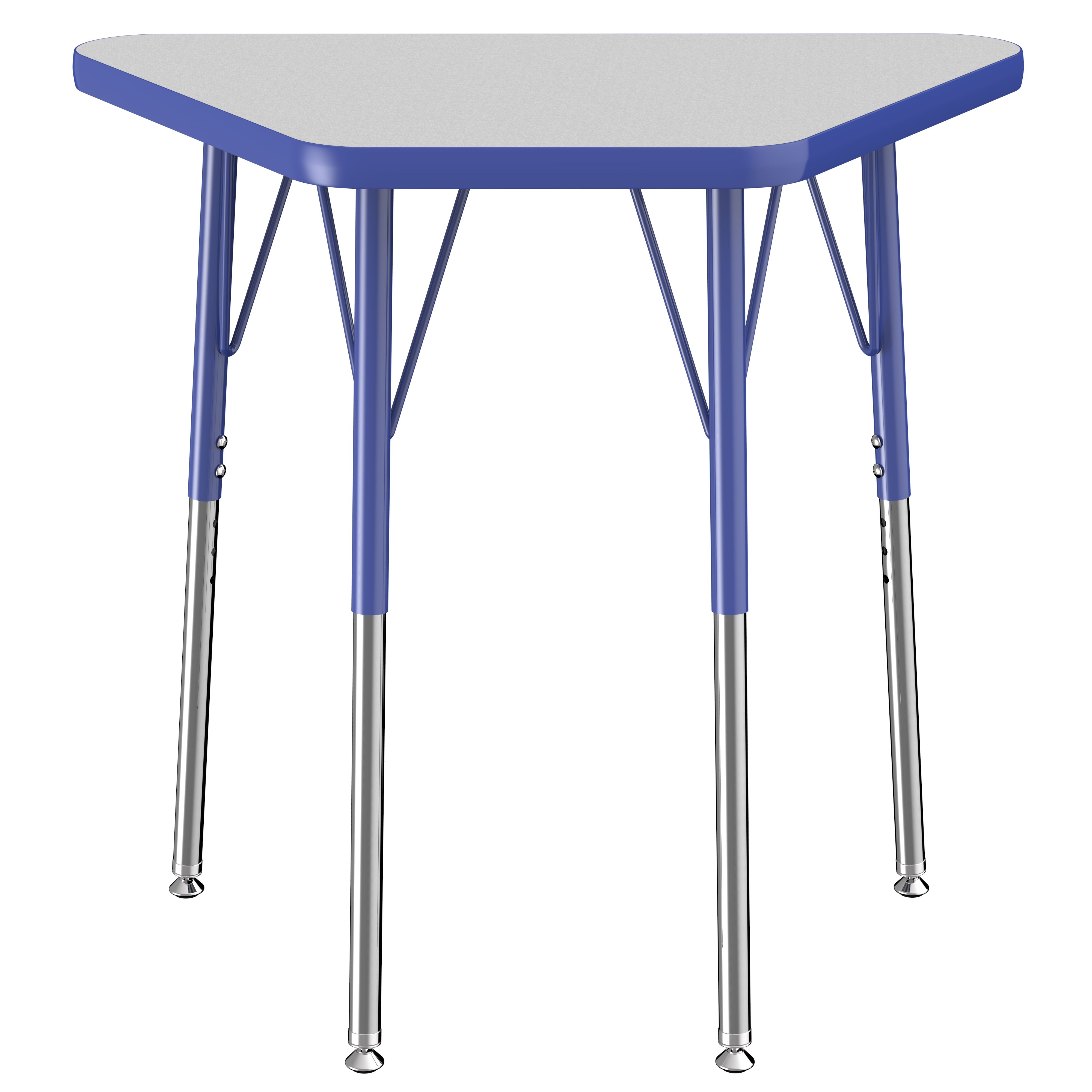 18" x 30" Trapezoid T-Molding Activity Table with Adjustable Standard Swivel Glide Legs - Gray/Blue
