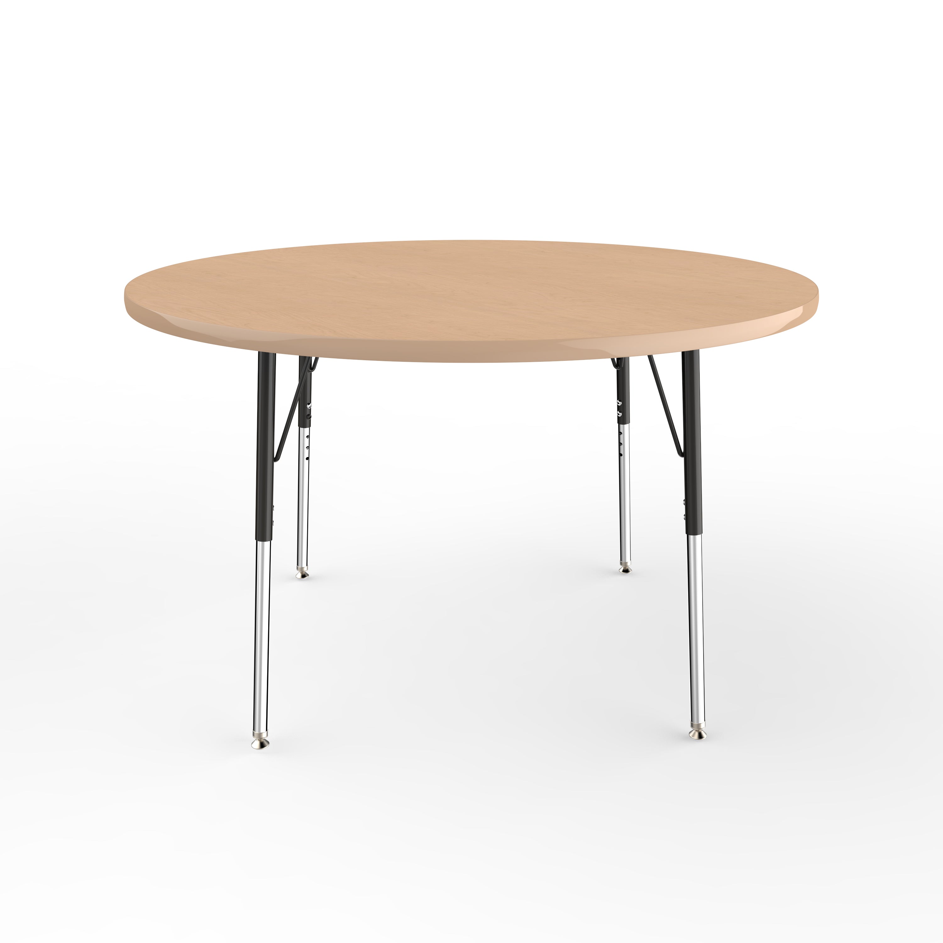 48" Round T-Molding Activity Table with Adjustable Standard Swivel Glide Legs - Maple/Maple/Black