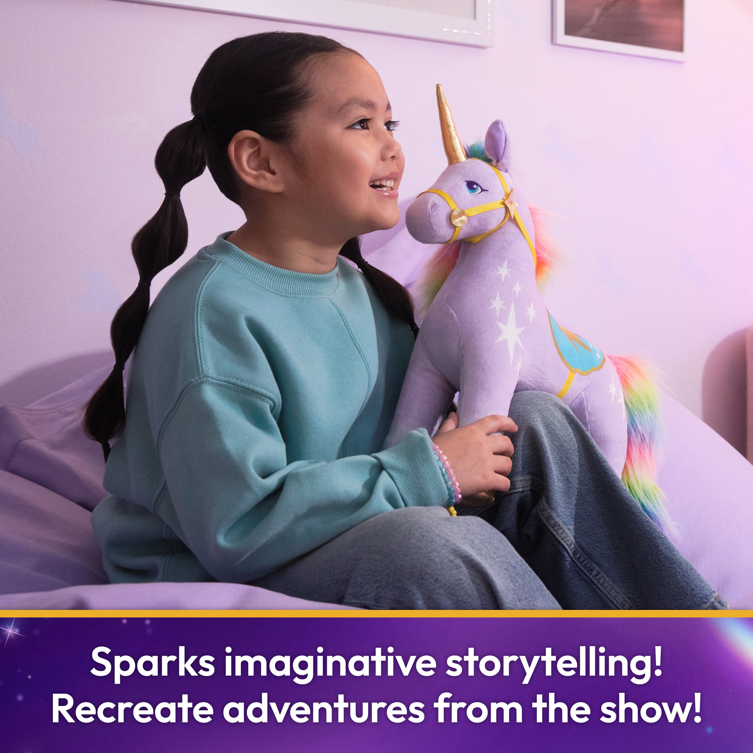 Unicorn Academy Official Wildstar Plush Toy, Unicorn Stuffed Animal, Unicorn Toys for Girls Ages 1 & Up, Purple, 15”