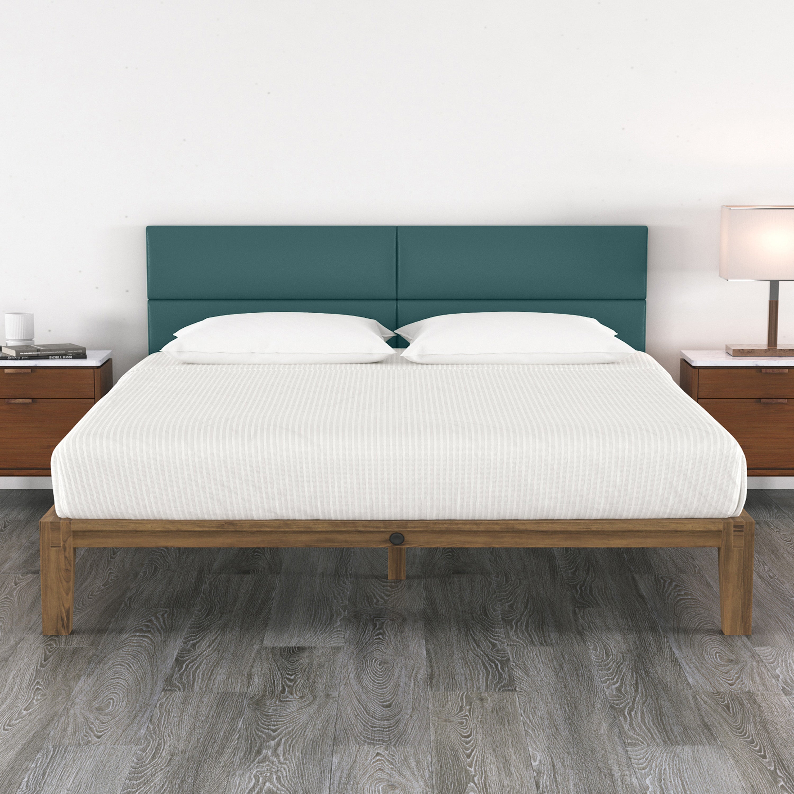 Jaxx Panelist Modern Padded Headboard – Set of 4 Wall Mounted Panels (Each 11.25" x 30") - Queen, Vegan Leather, Genesis Green