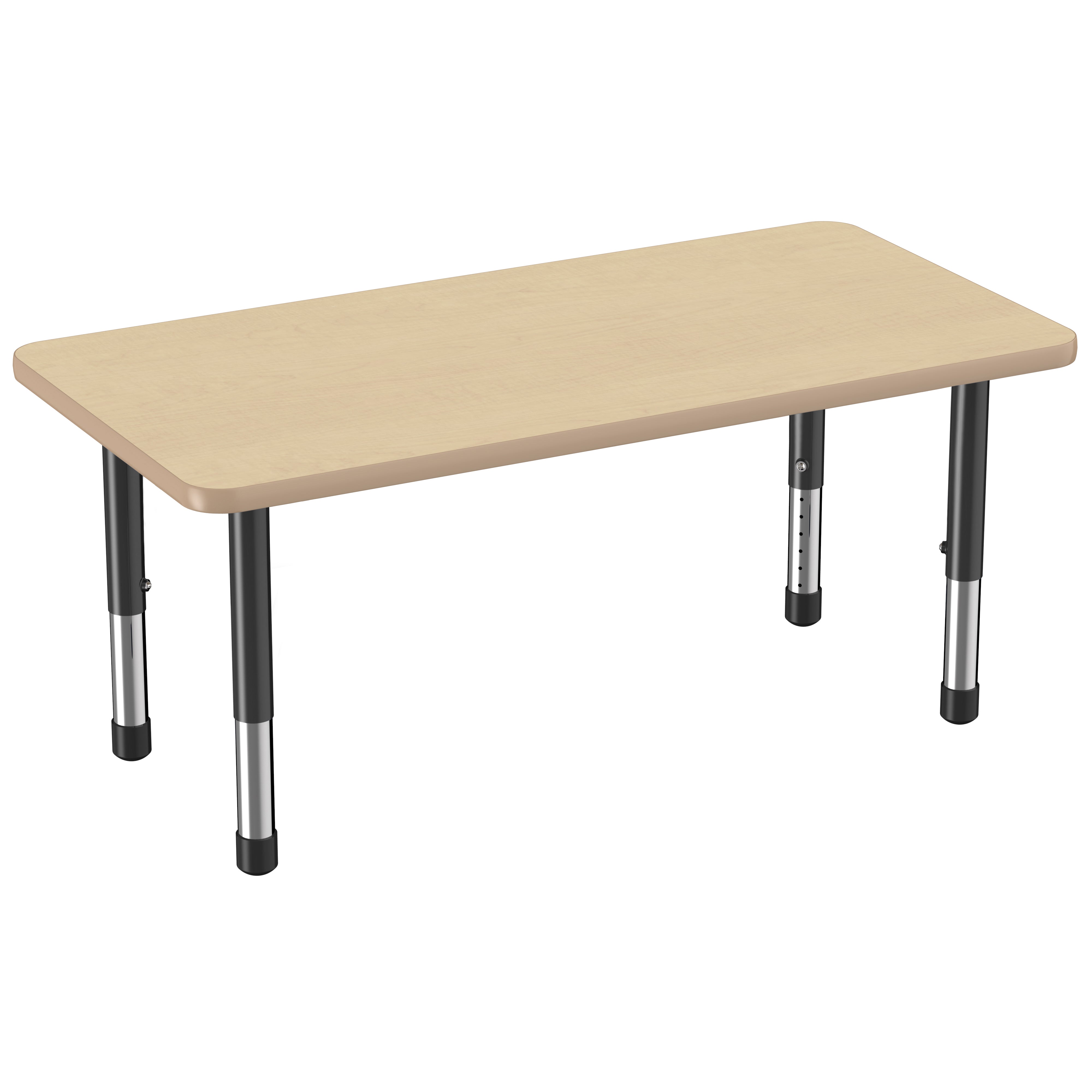 24" x 48" Rectangle Thermofused Activity Table with Adjustable Chunky Legs - Maple/Maple/Black