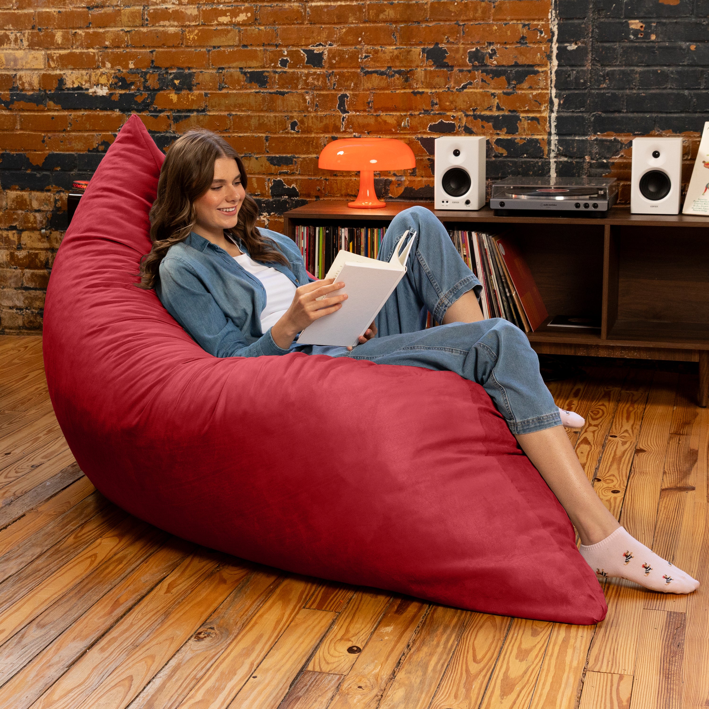 Jaxx Pillow Saxx 5.5-Foot - Huge Bean Bag Floor Pillow and Lounger, Cinnabar