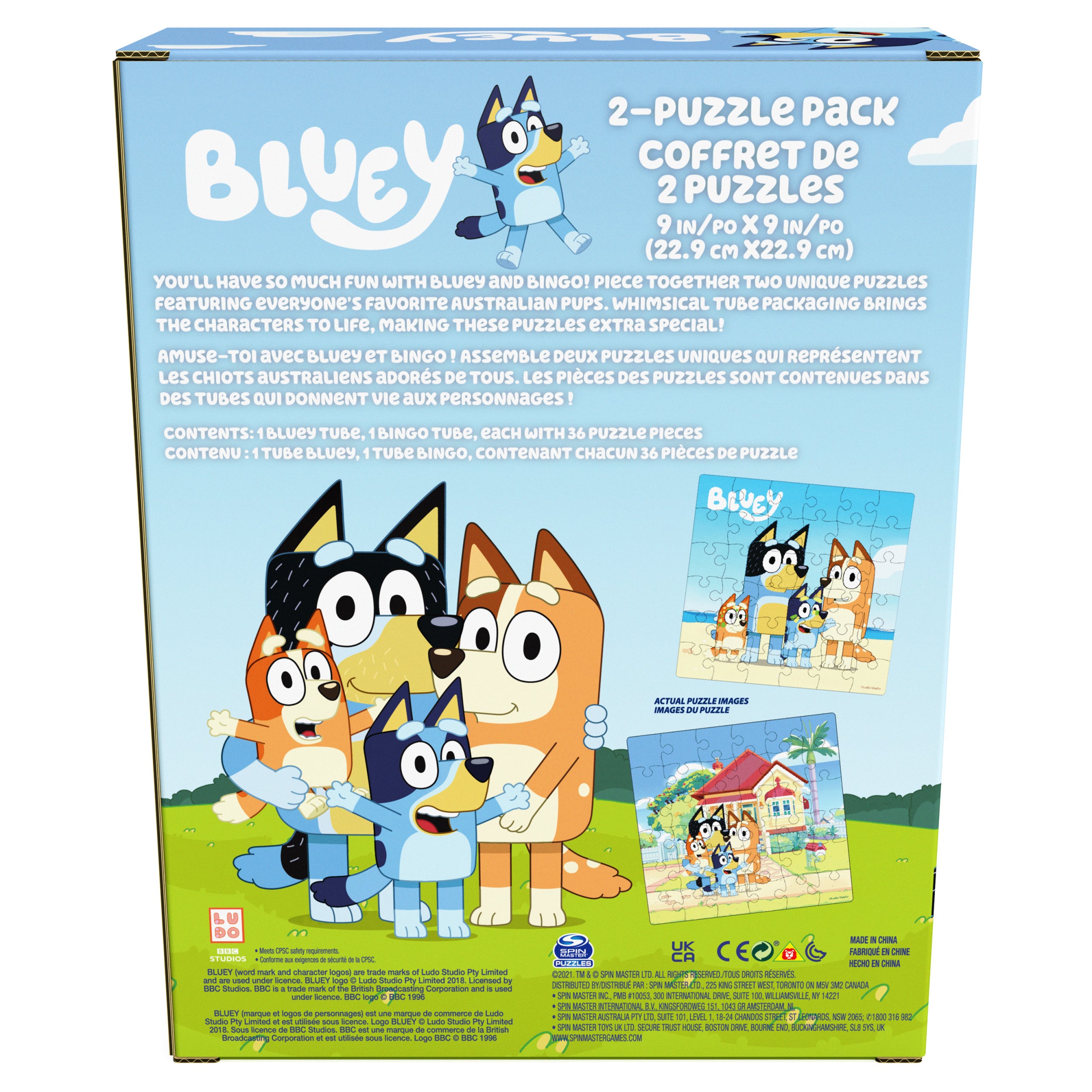 Spin Master Games, Bluey Puzzles 2-Pack, 36 Pieces, Preschool Puzzles, for Ages 3 & Up