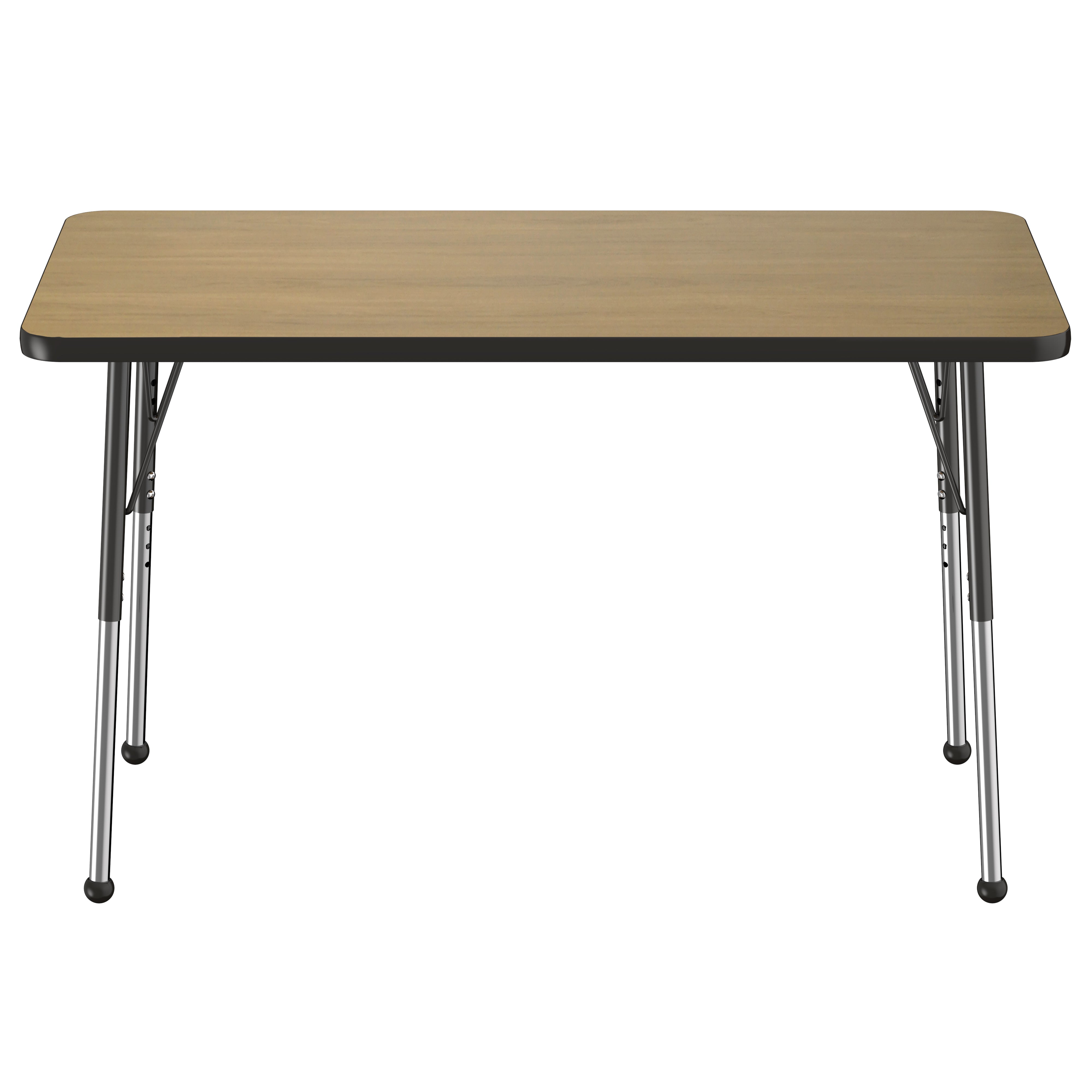 24" x 48" Rectangle T-Molding Activity Table with Adjustable Standard Ball Glide Legs - Pasadena Oak/Black