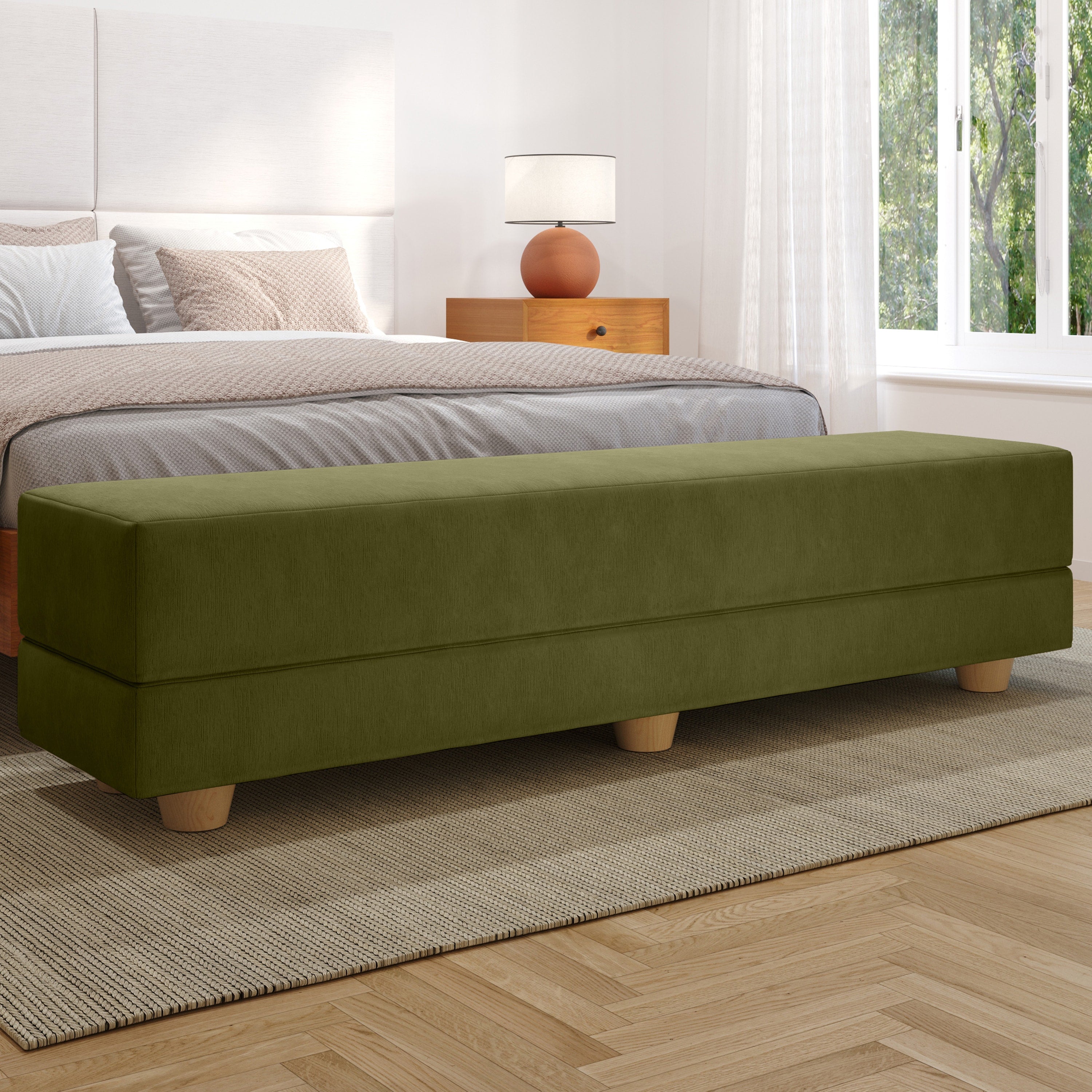 Jaxx Camden Convertible Bed Bench / Fold-Out Twin Guest Bed, Moss