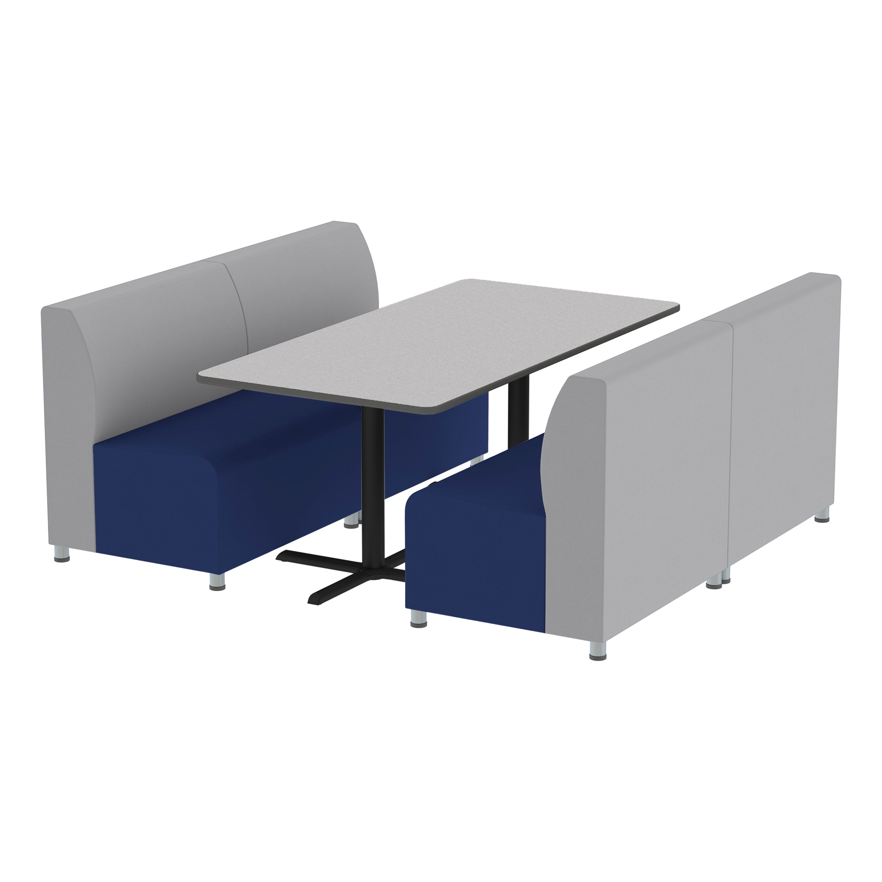 Pro Series Connect Booth with Cafe Table, 5-Piece Set - Navy/Gray/Gray/Graphite/Black