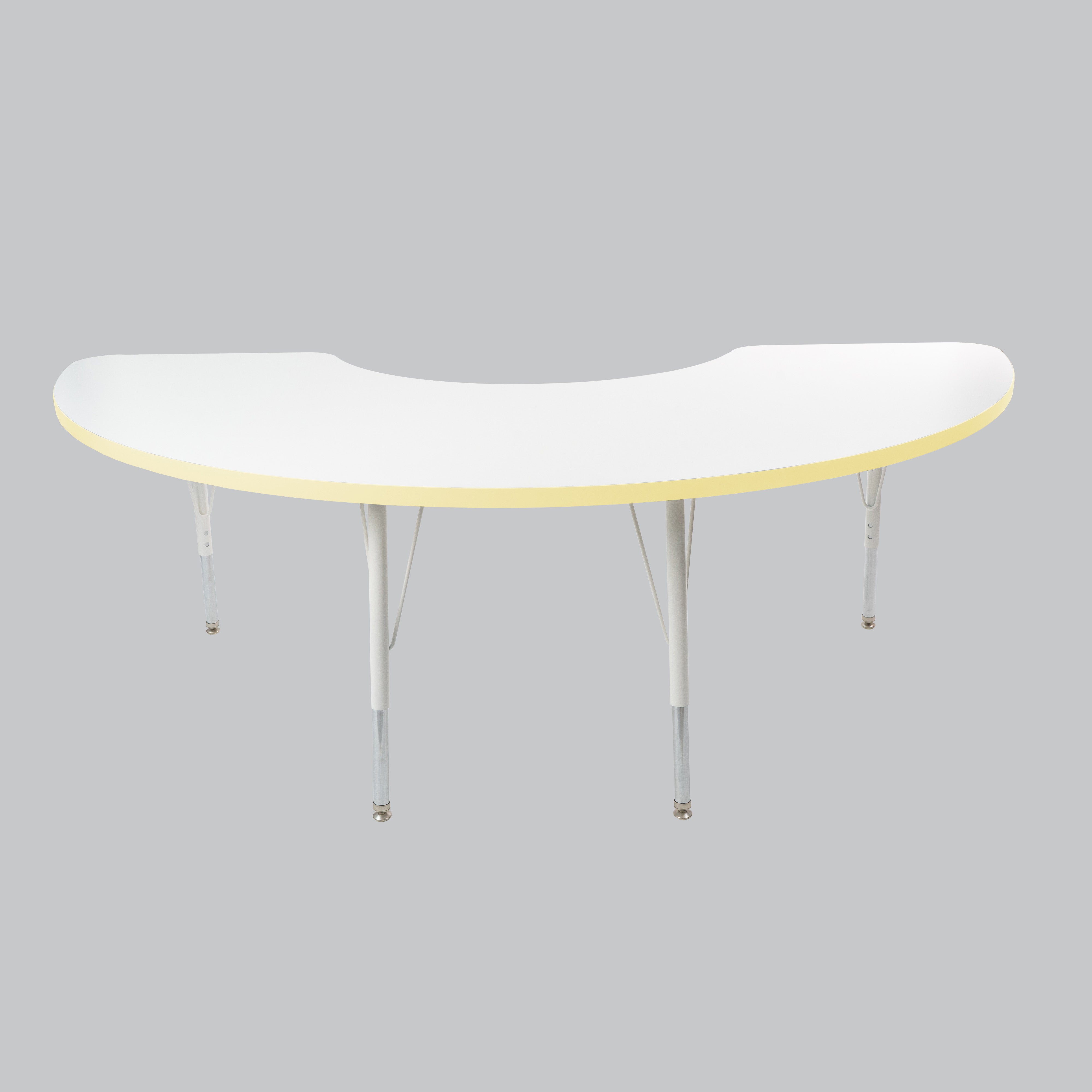 36" x 72" Half Moon Thermofused Activity Table with Adjustable Standard Swivel Glide Legs - White/Squash/White