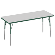 24" x 60" Rectangle T-Molding Activity Table with Adjustable Standard Swivel Glide Legs - Gray/Green