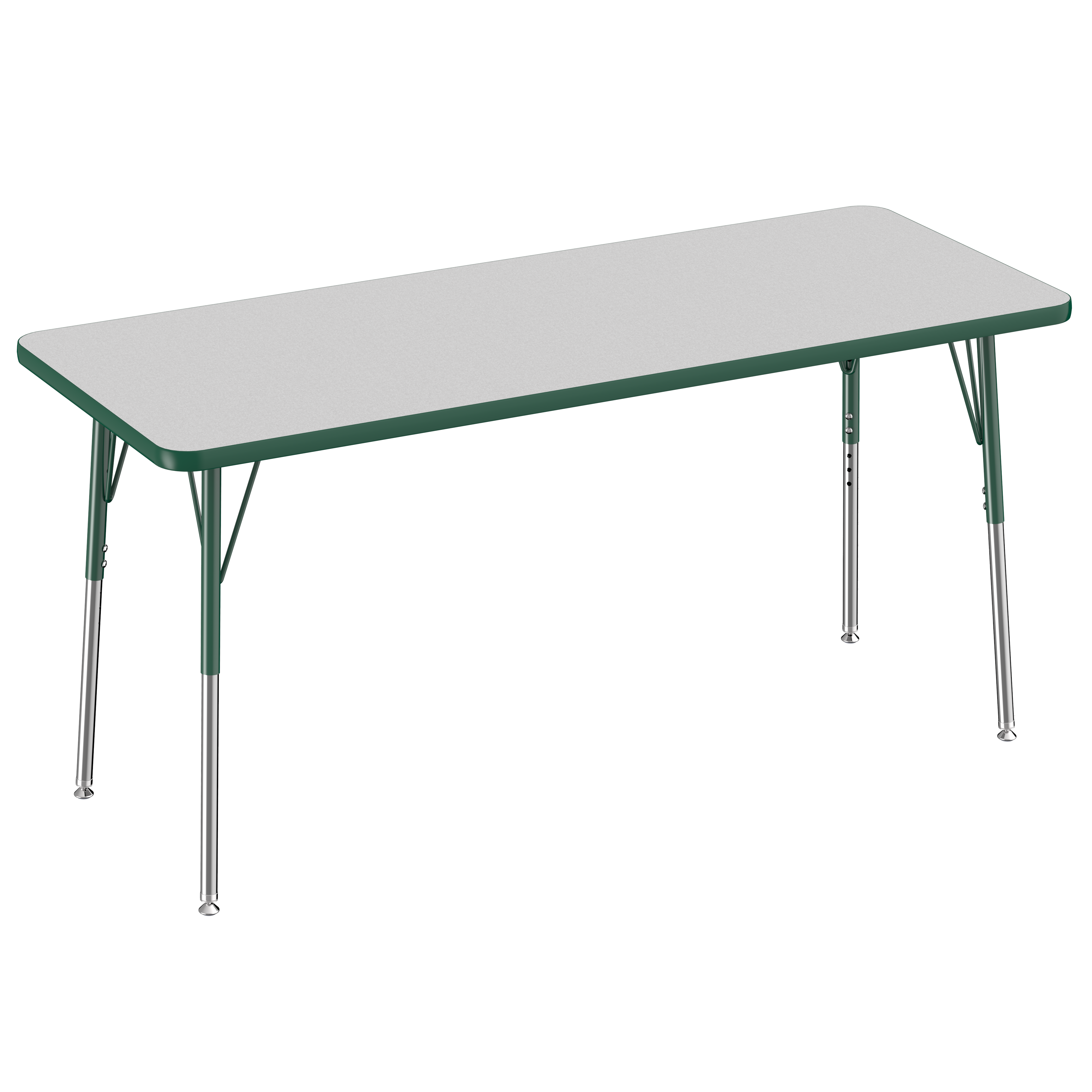 24" x 60" Rectangle T-Molding Activity Table with Adjustable Standard Swivel Glide Legs - Gray/Green