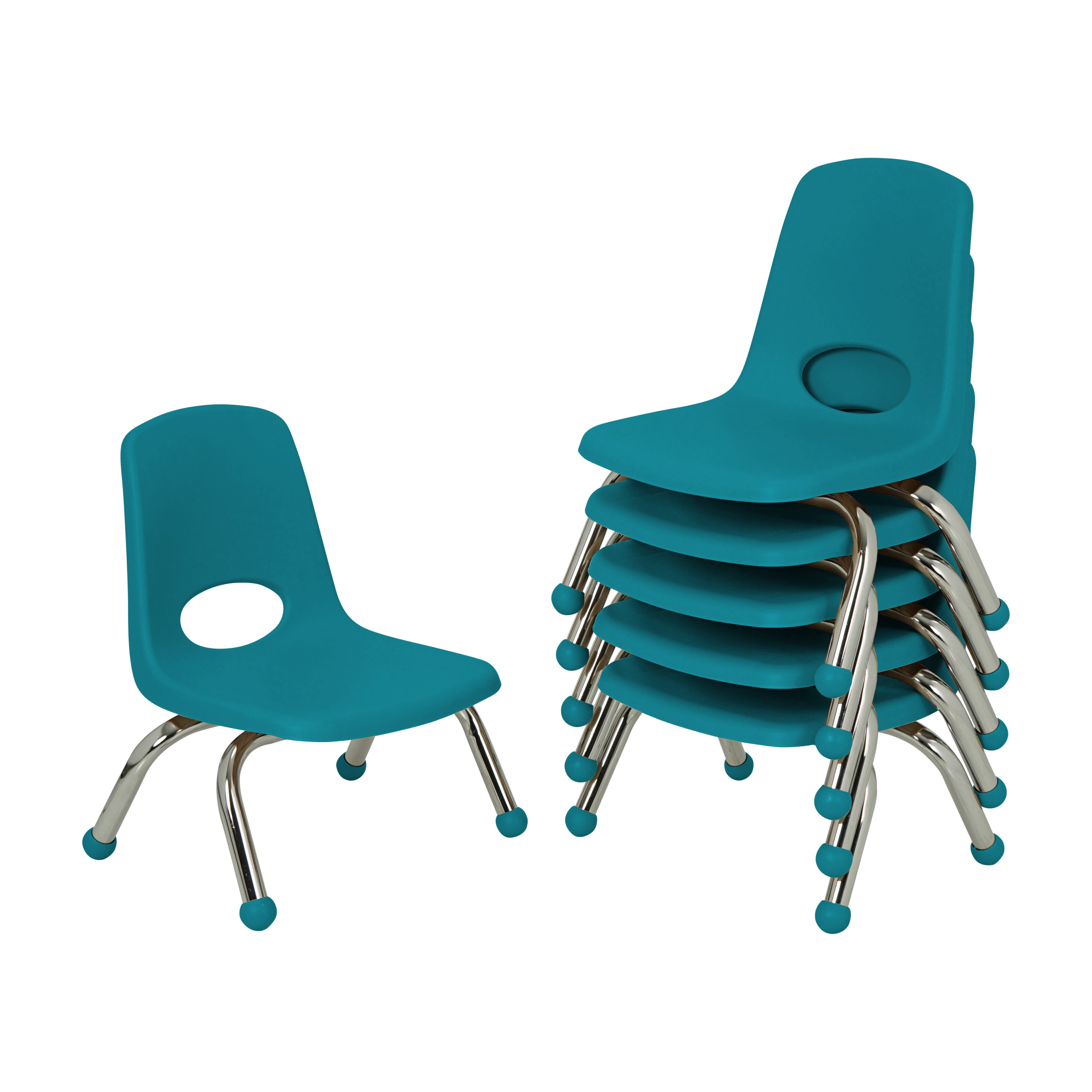 8" Stack Chair with Ball Glides, 6-Piece - Teal