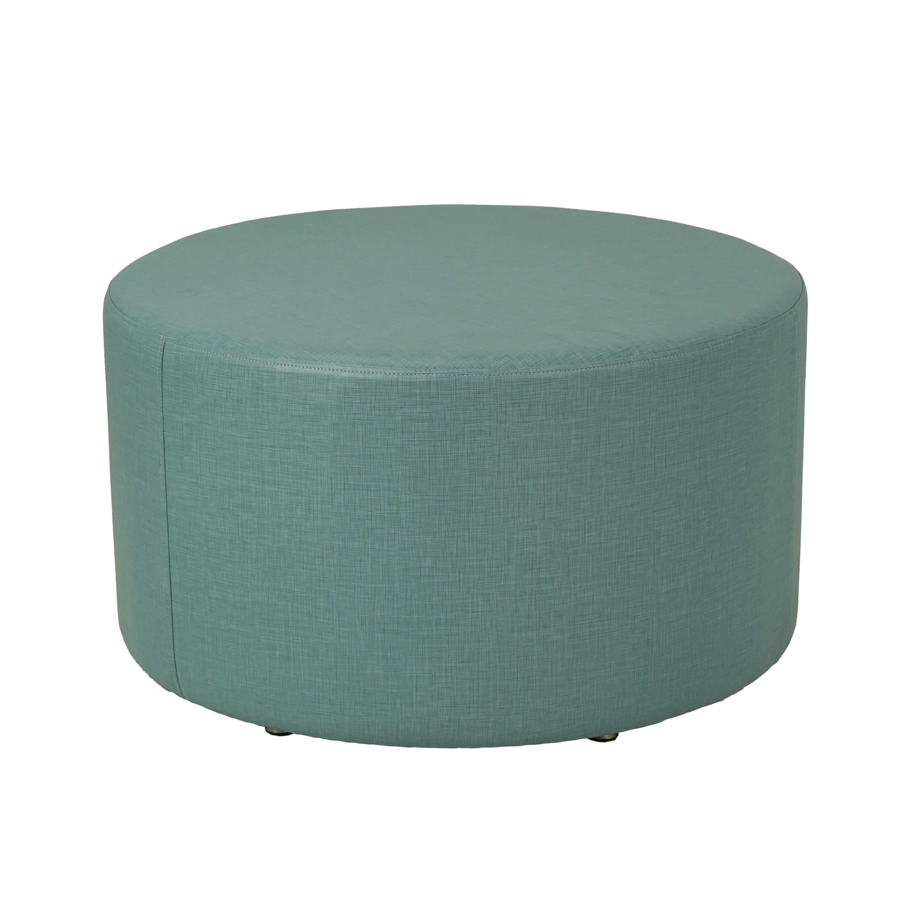 Pro Series Upholstered 30" Round Ottoman 18" Height - Sky Blue Crosshatch