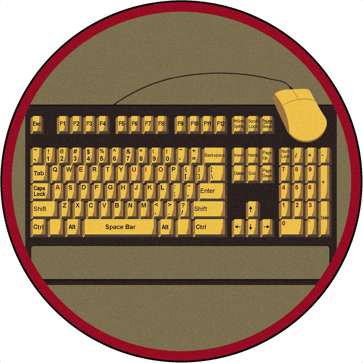 Keyboard Connection 5'4" Round area rug in color Brown