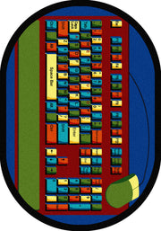 Keyboard Connection 5'4" x 7'8" Oval area rug in color Multi