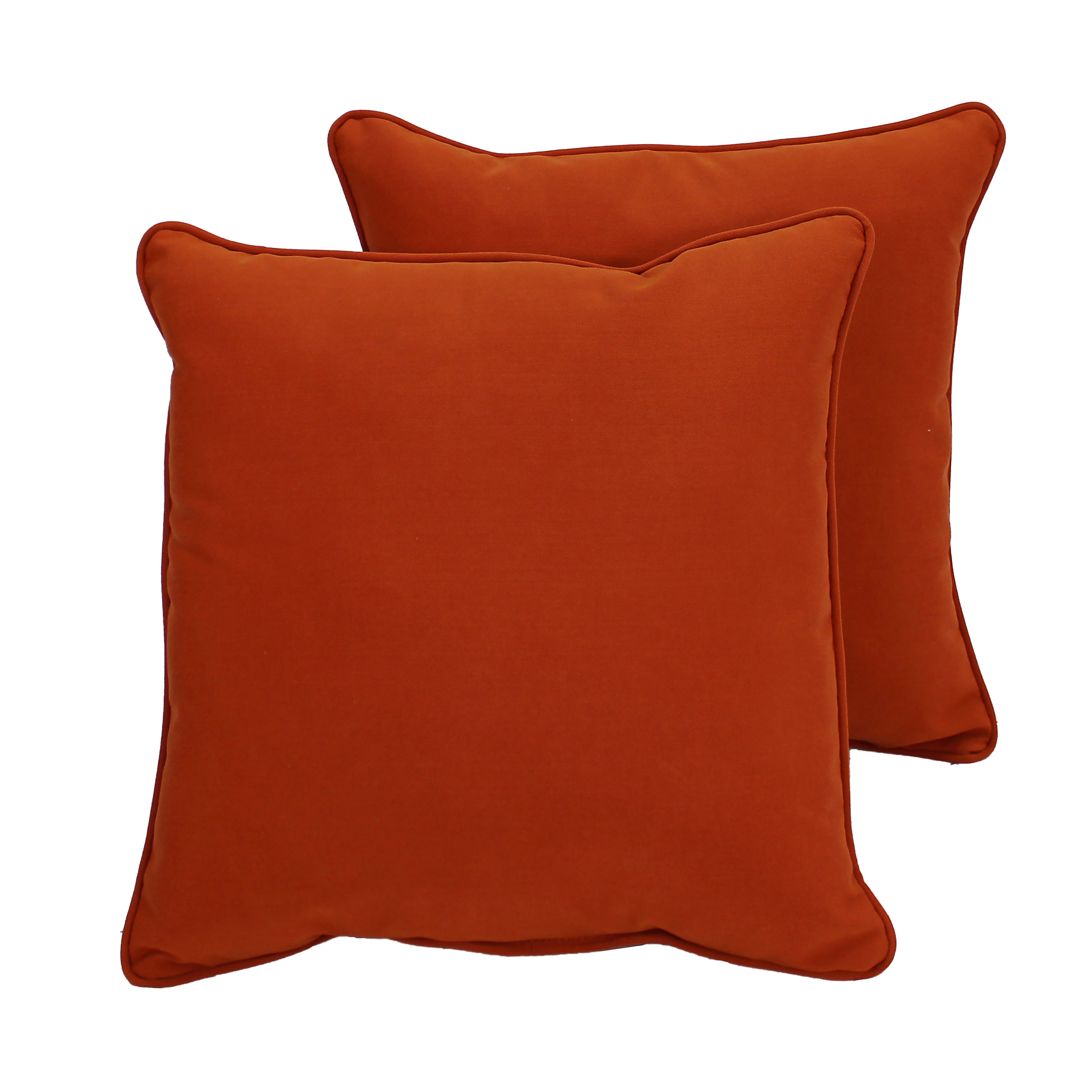 Presidio 24" x 24" Square Indoor/Outdoor Pillow with Piping, 2-Piece - Burnt Orange