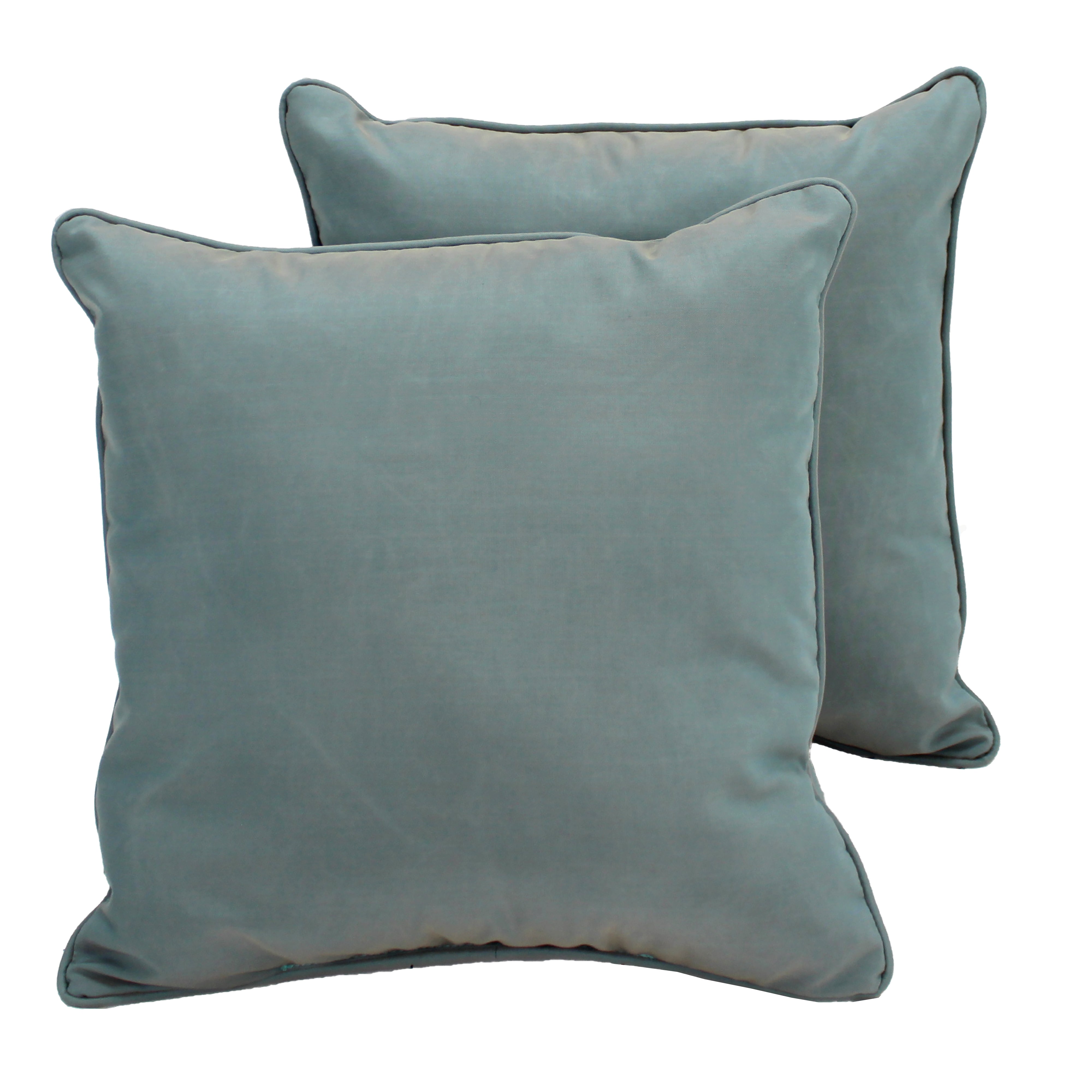 Presidio 24" x 24" Square Indoor/Outdoor Pillow with Piping, 2-Piece - Dusty Turquoise