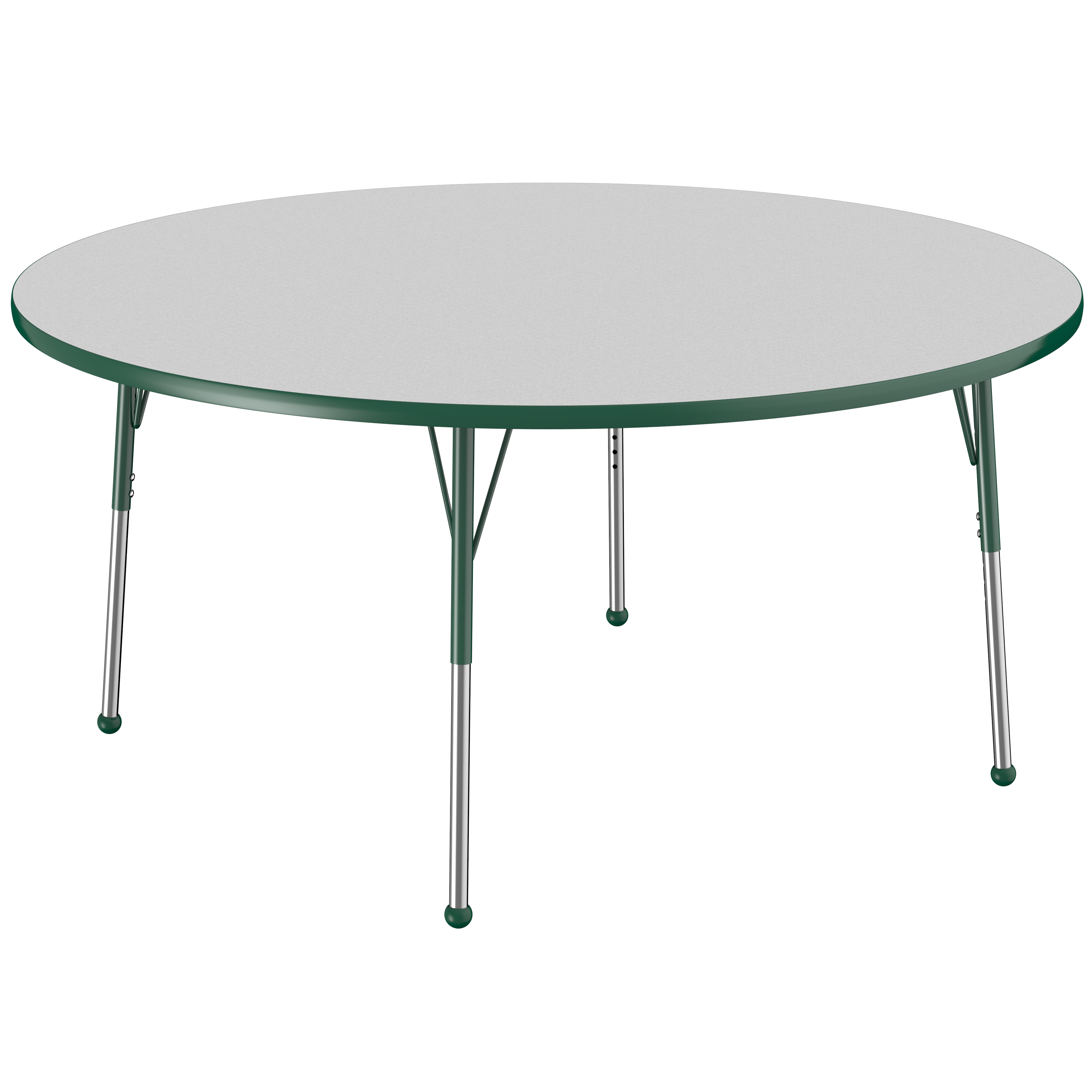 60" Round T-Molding Activity Table with Adjustable Standard Ball Glide Legs - Gray/Green