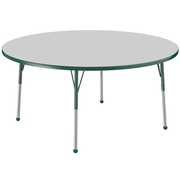 60" Round T-Molding Activity Table with Adjustable Standard Ball Glide Legs - Gray/Green