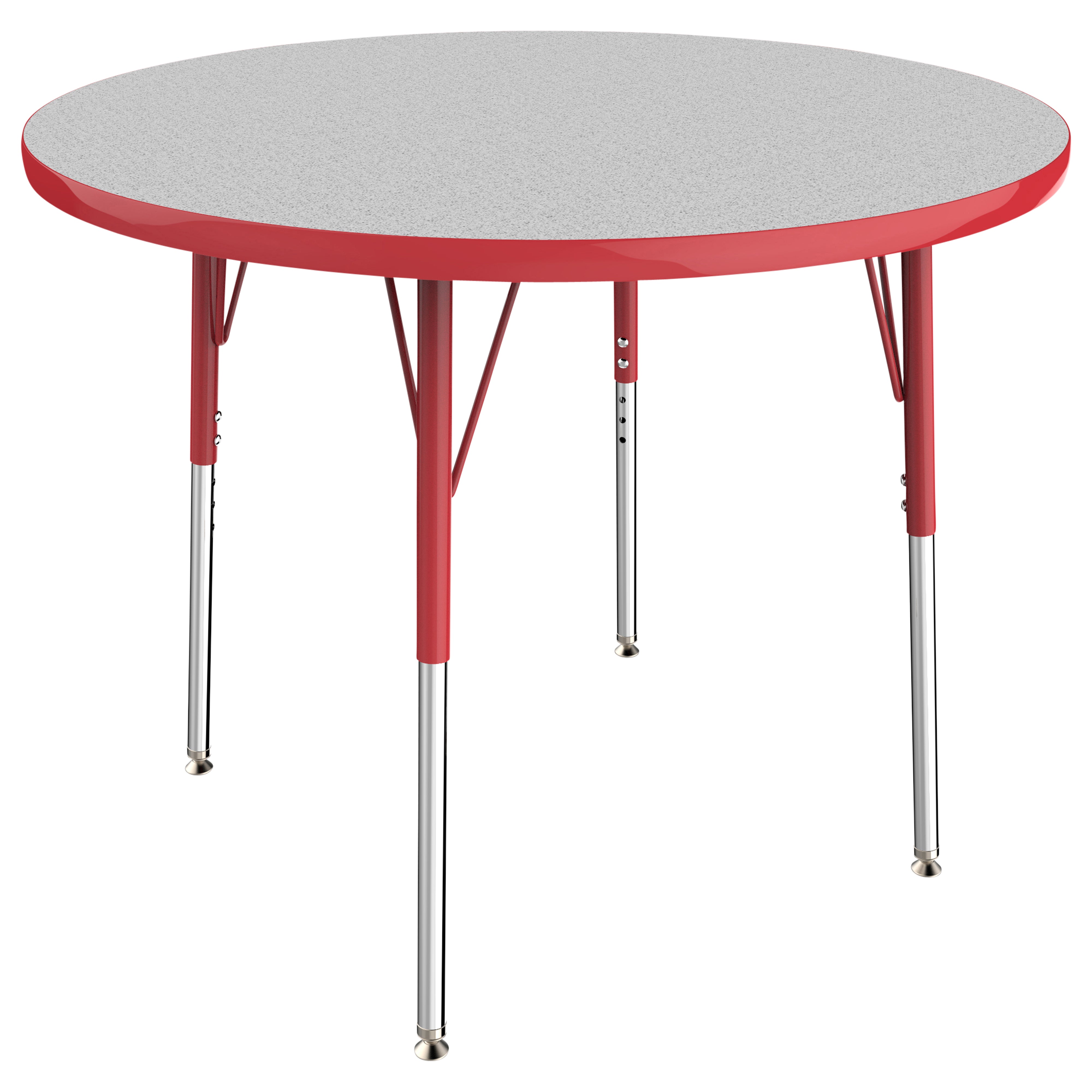 36" Round T-Molding Activity Table with Adjustable Standard Swivel Glide Legs - Gray/Red