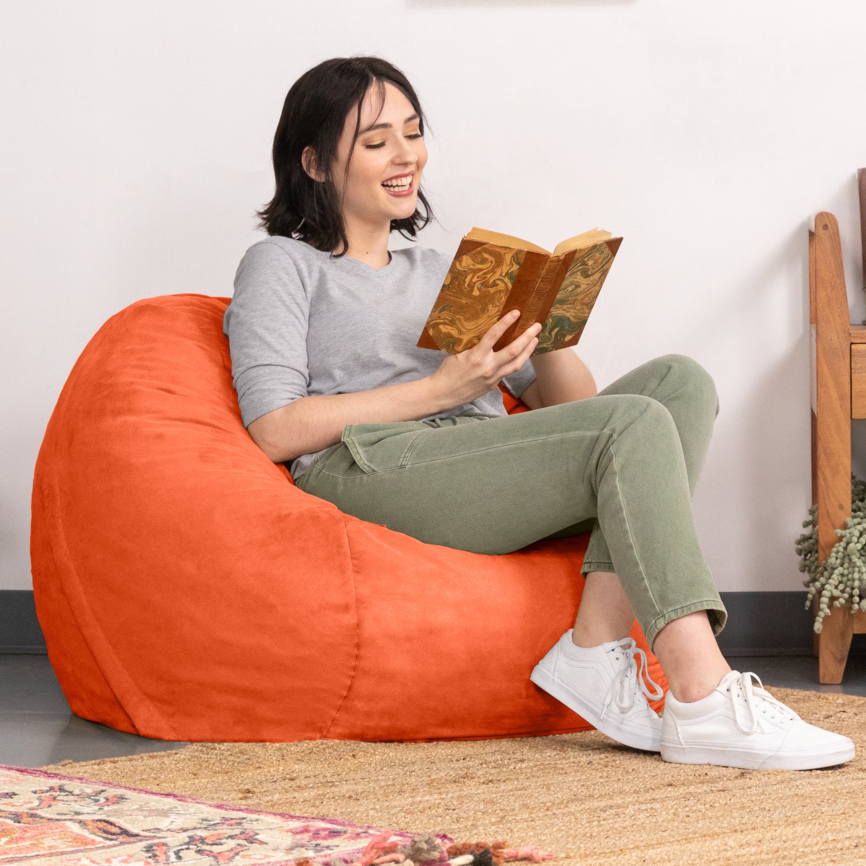 Jaxx Saxx 3 Foot Bean Bag Chair with Removable Cover, Mandarin