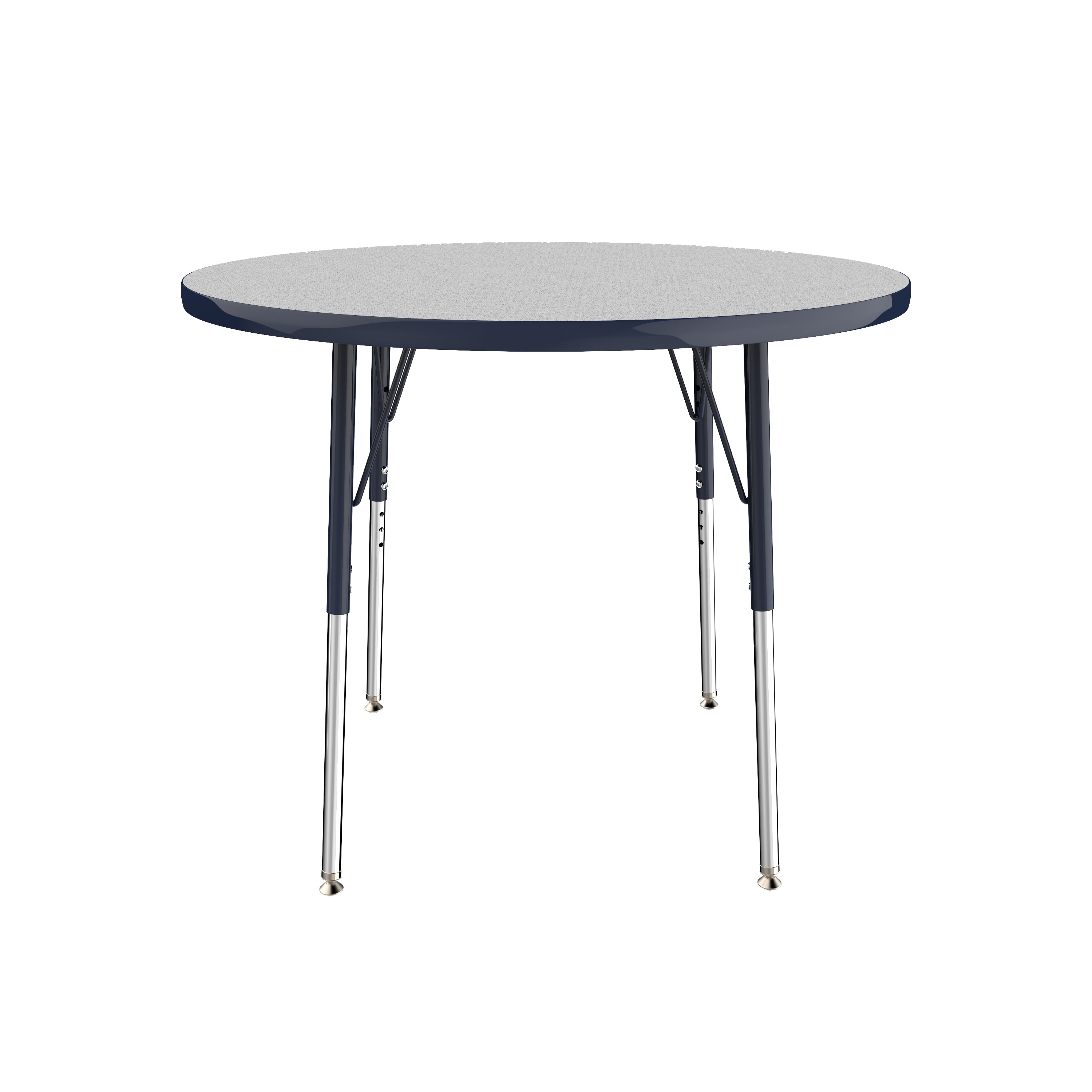 36" Round T-Molding Activity Table with Adjustable Standard Swivel Glide Legs - Gray/Navy