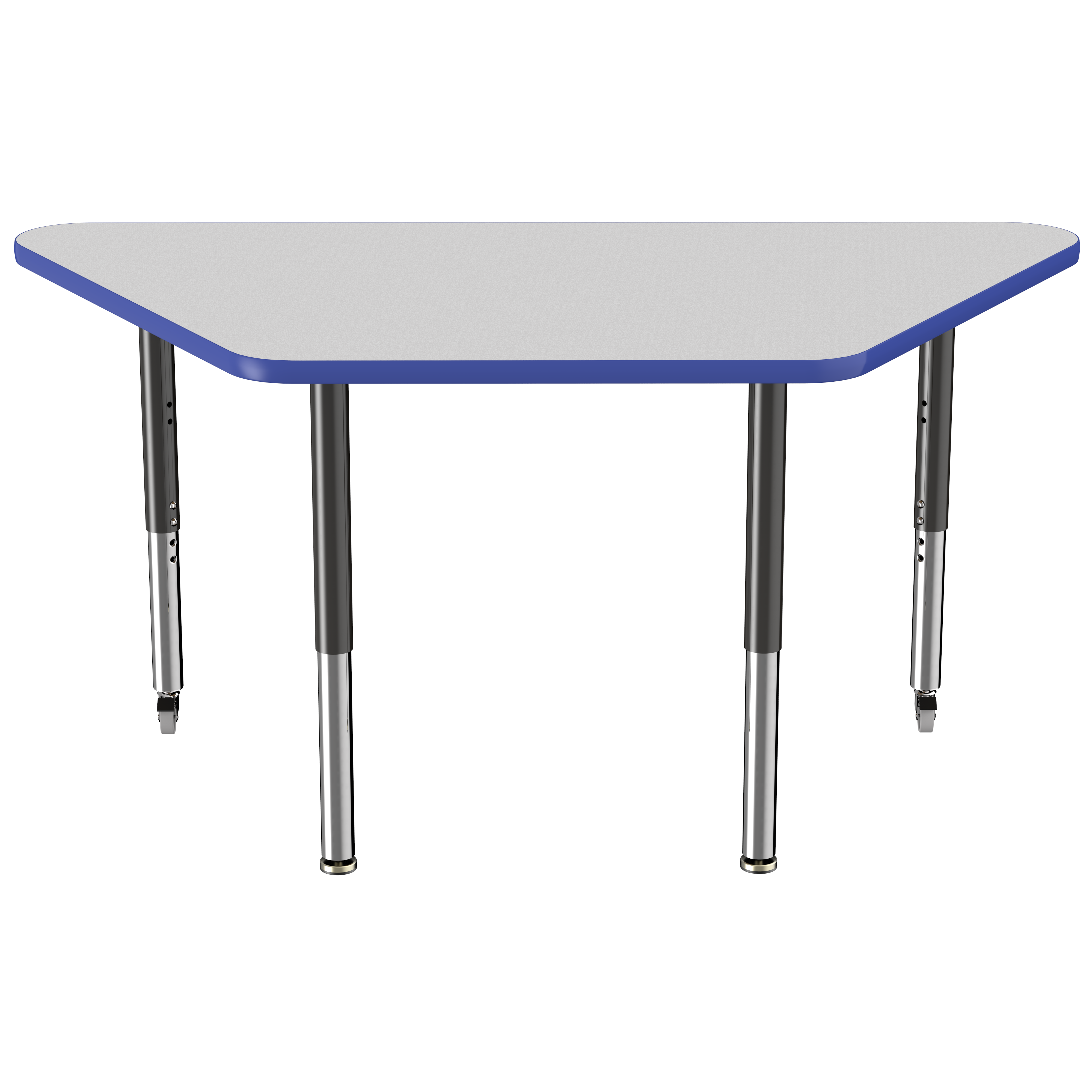 30" x 60" Trapezoid T-Molding Activity Table with Adjustable Super Legs - Gray/Blue/Black
