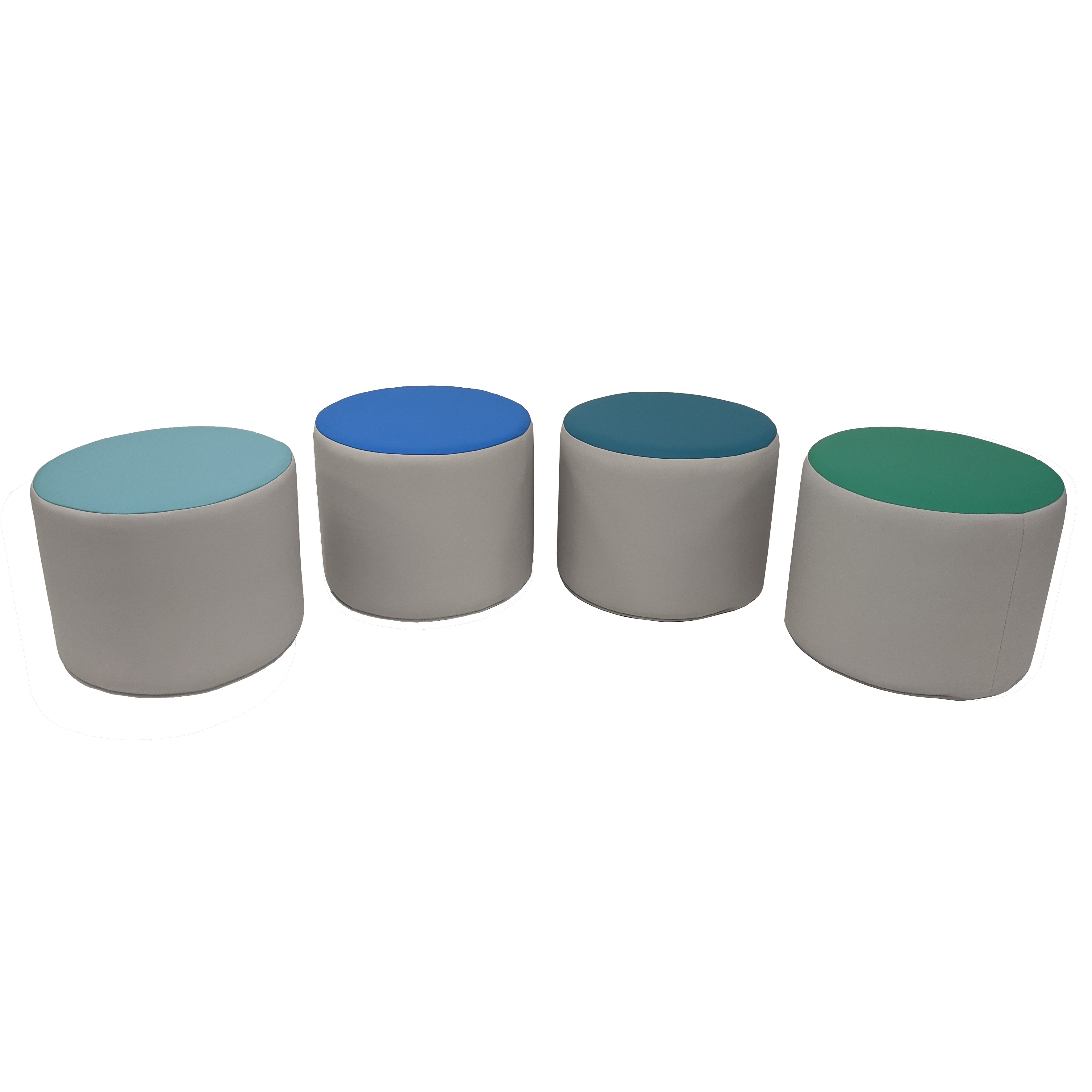 SoftScape 15" Round Accent Ottomans, 4-Piece - Light Gray
