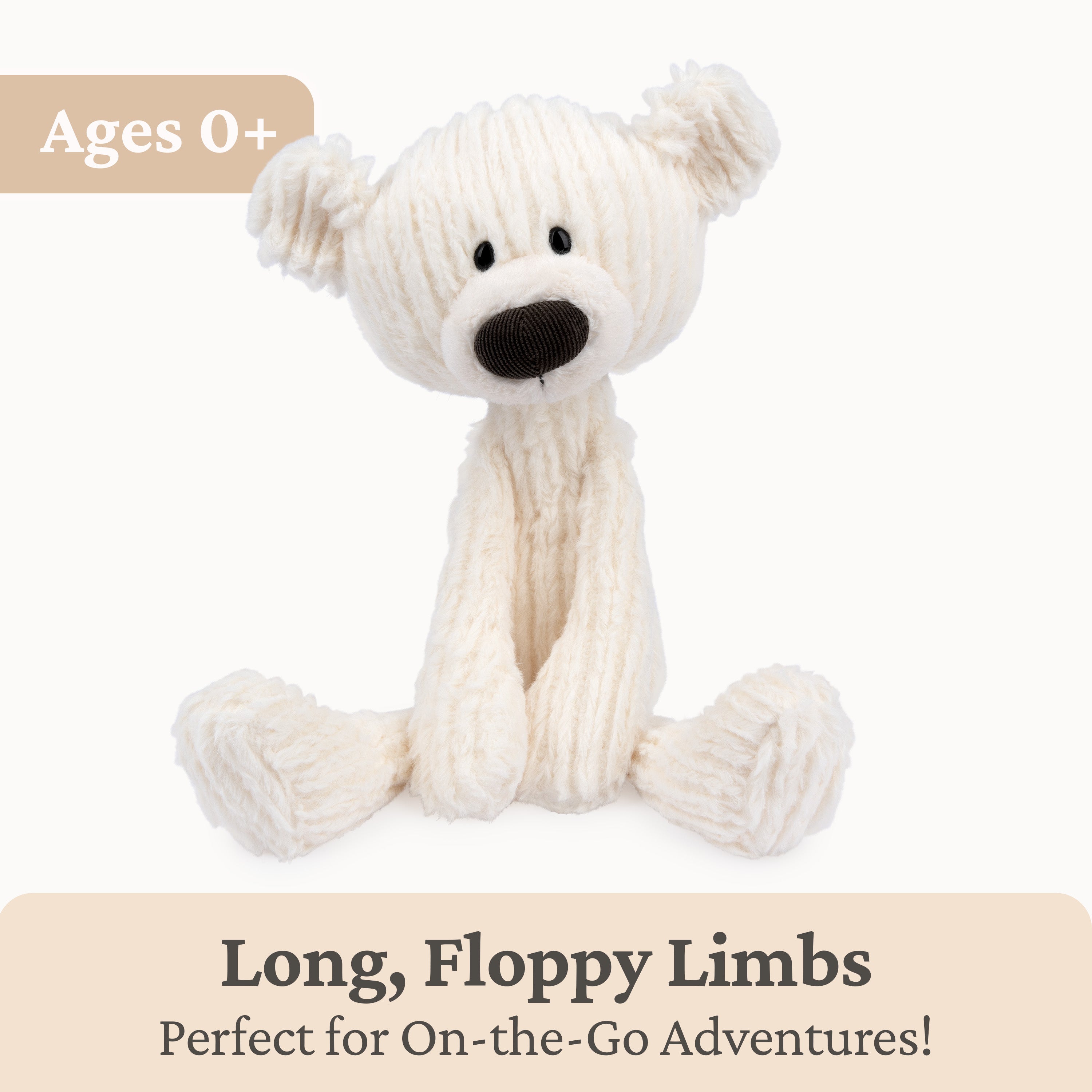 GUND Toothpick Cable, Teddy Bear Stuffed Animal for Ages 1 and Up, Cream/Offwhite, 15”