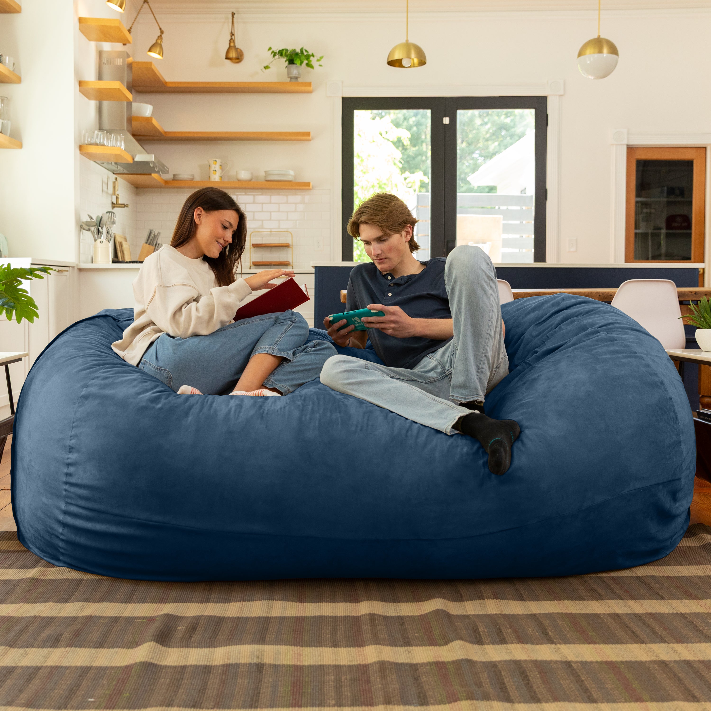 Jaxx 7 Foot Giant Bean Bag Sofa, Navy