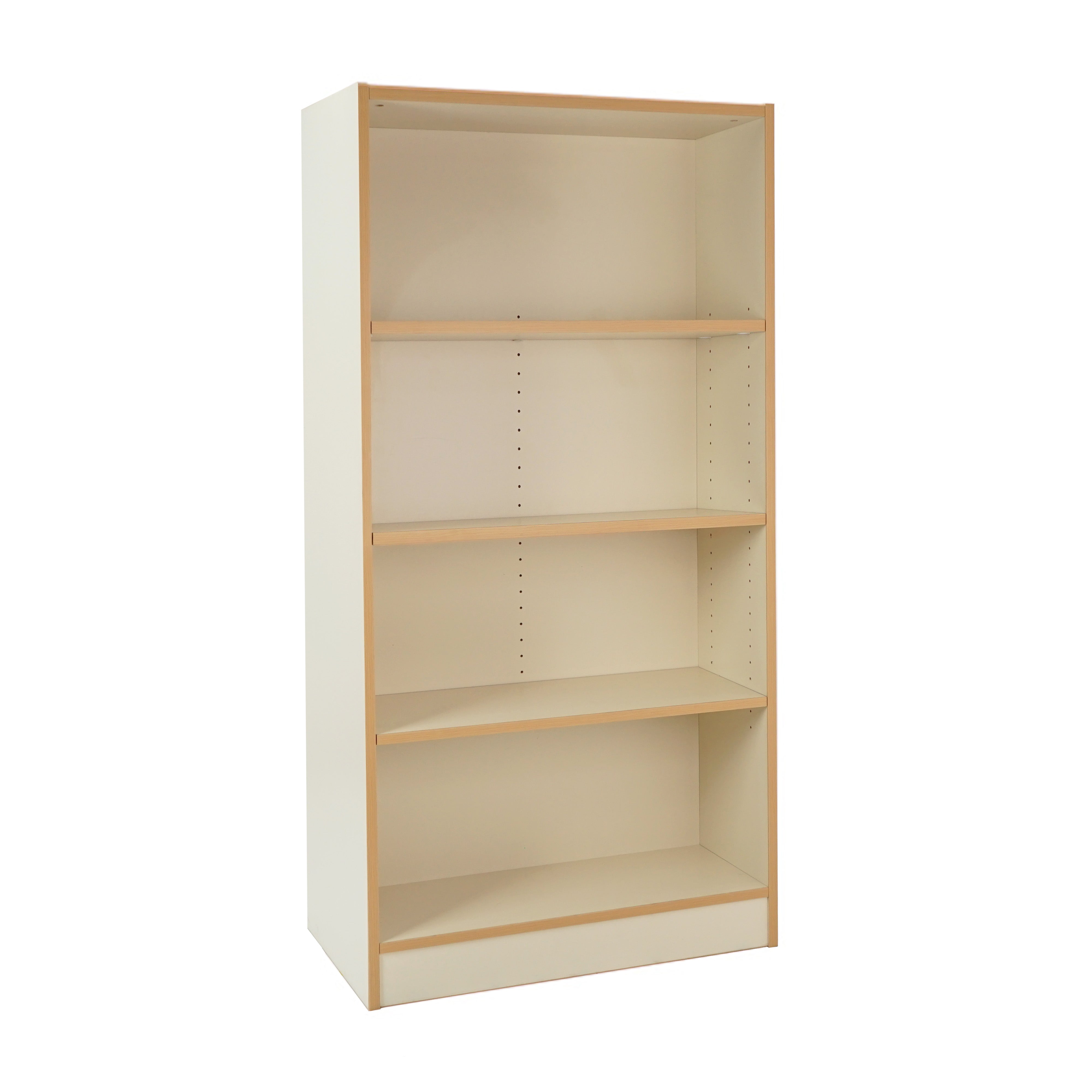 Laminate Bookcase 4-Shelf 60" Height - Almond/Maple
