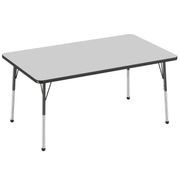 36" x 60" Rectangle T-Molding Activity Table with Adjustable Standard Ball Glide Legs - Gray/Black
