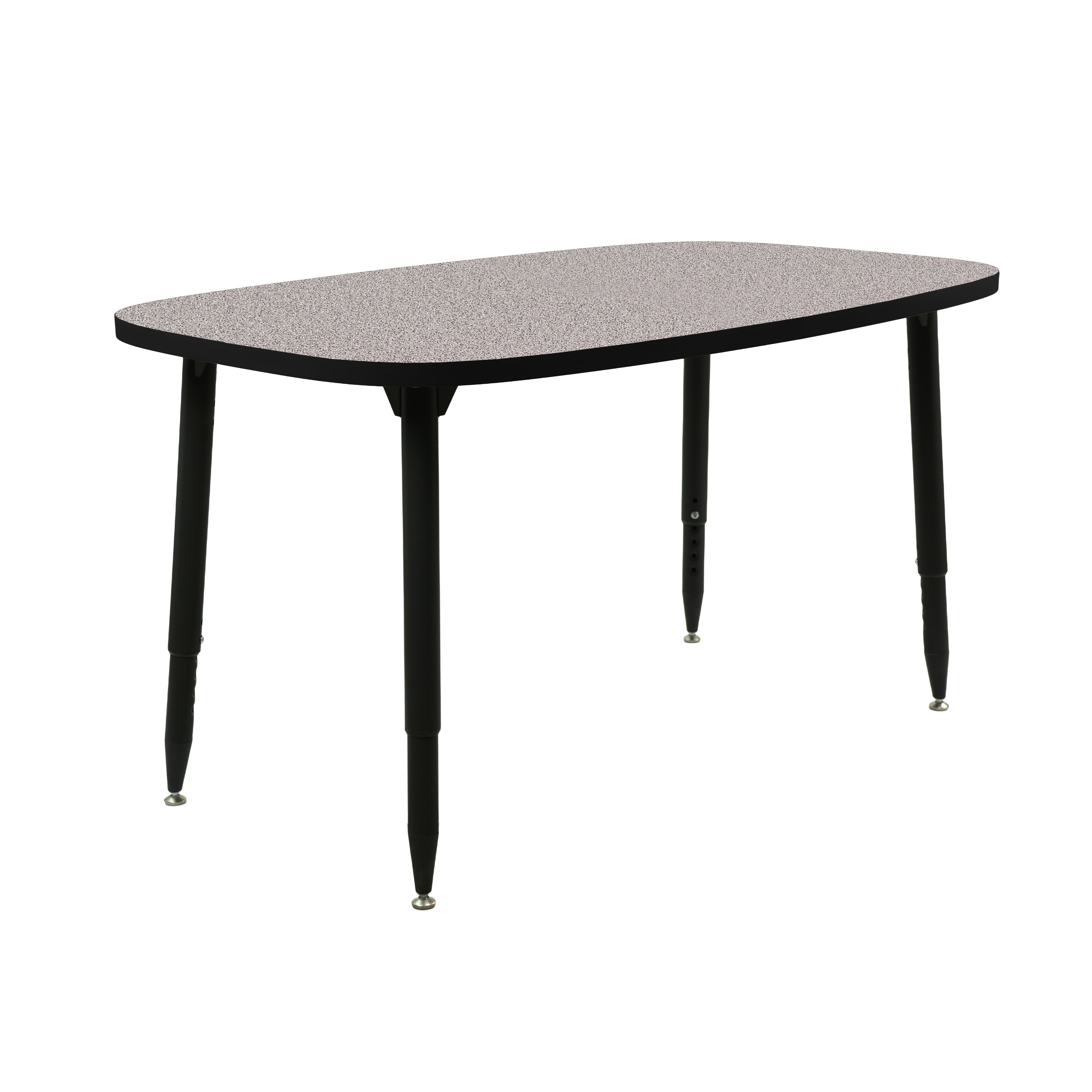 Adapte 31" x 50" Rounded Rectangle Thermofused Activity Table with Adjustable Tapered Legs - Gray/Black