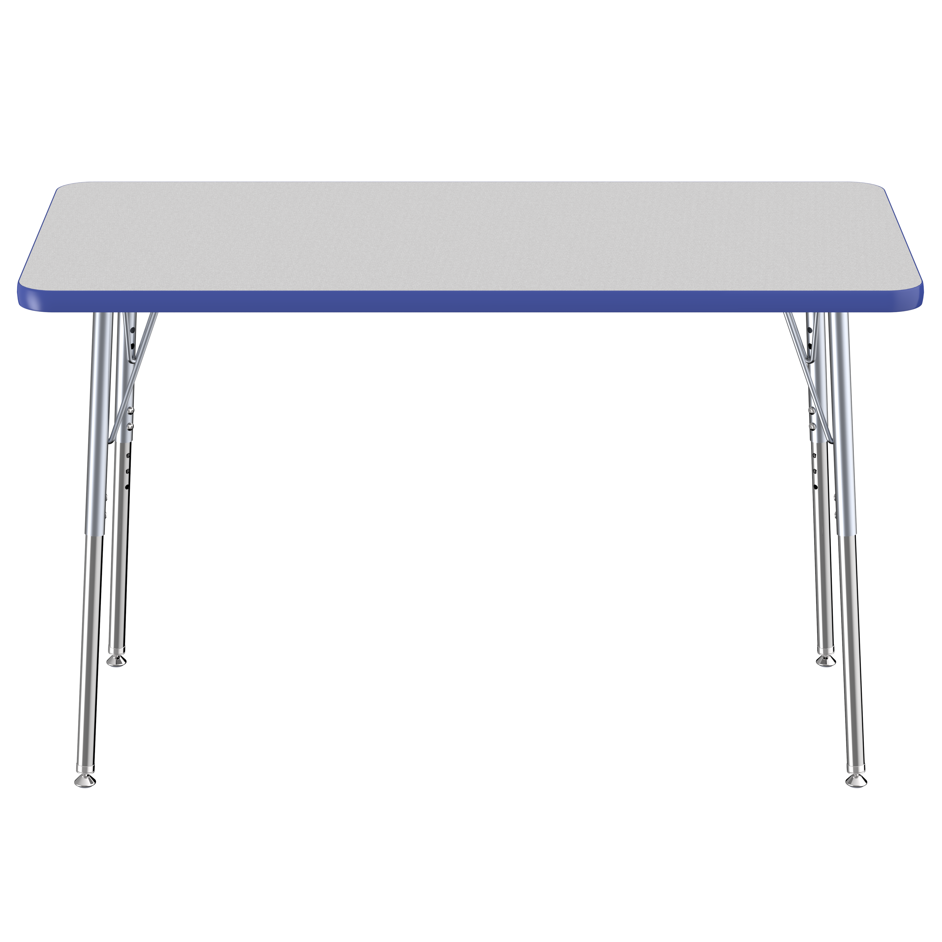 24" x 48" Rectangle T-Molding Activity Table with Adjustable Standard Swivel Glide Legs - Gray/Blue/Silver
