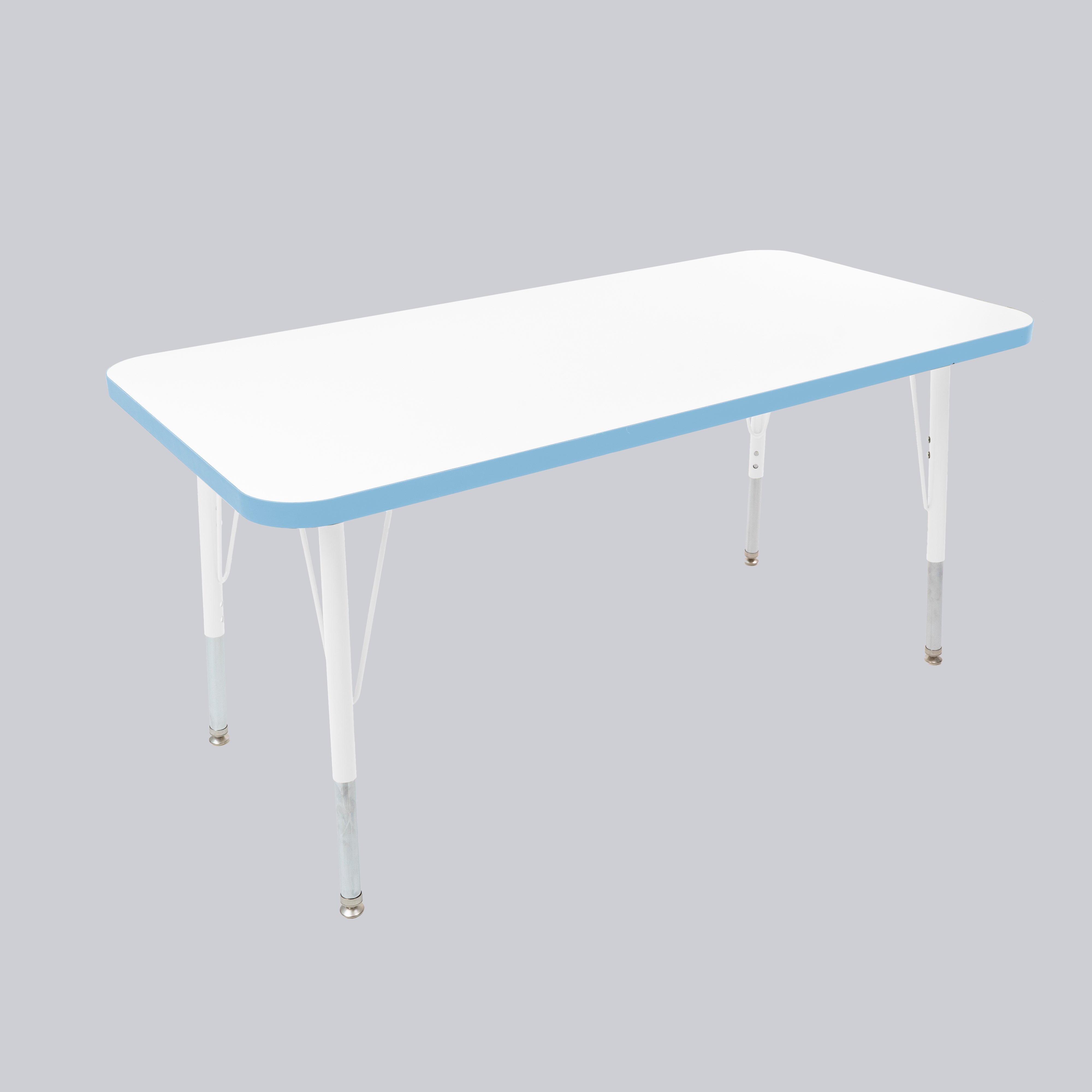 24" x 48" Rectangle Thermofused Activity Table with Adjustable Standard Swivel Glide Legs - White/Powder Blue/White