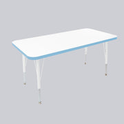 24" x 48" Rectangle Thermofused Activity Table with Adjustable Standard Swivel Glide Legs - White/Powder Blue/White