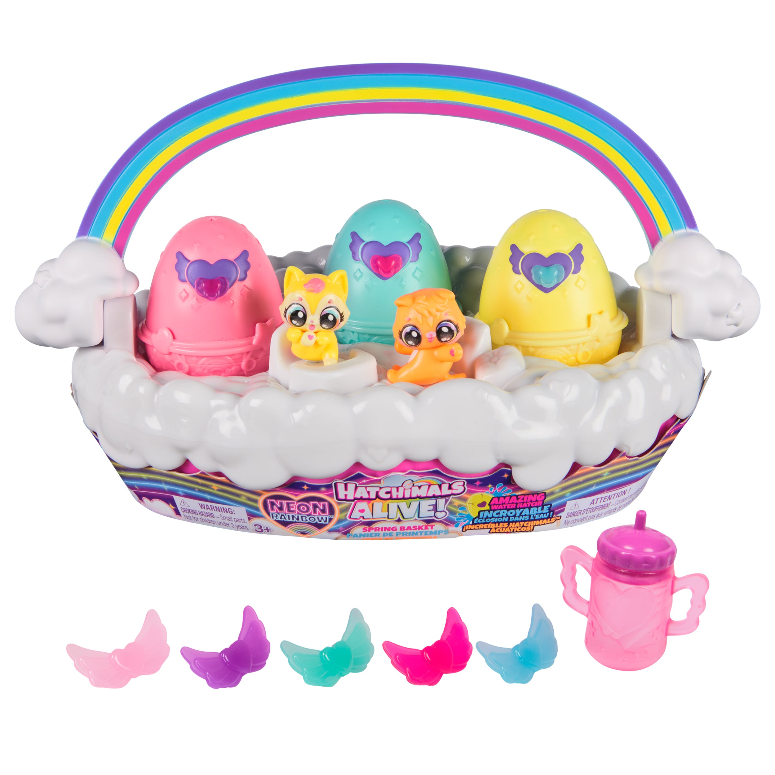 Hatchimals Alive, Neon Rainbow Spring Basket Toy Styles May Vary, 3 Self-Hatching Easter Eggs, Fun Gift & Kids Toys for Girls & Boys Ages 3 and up