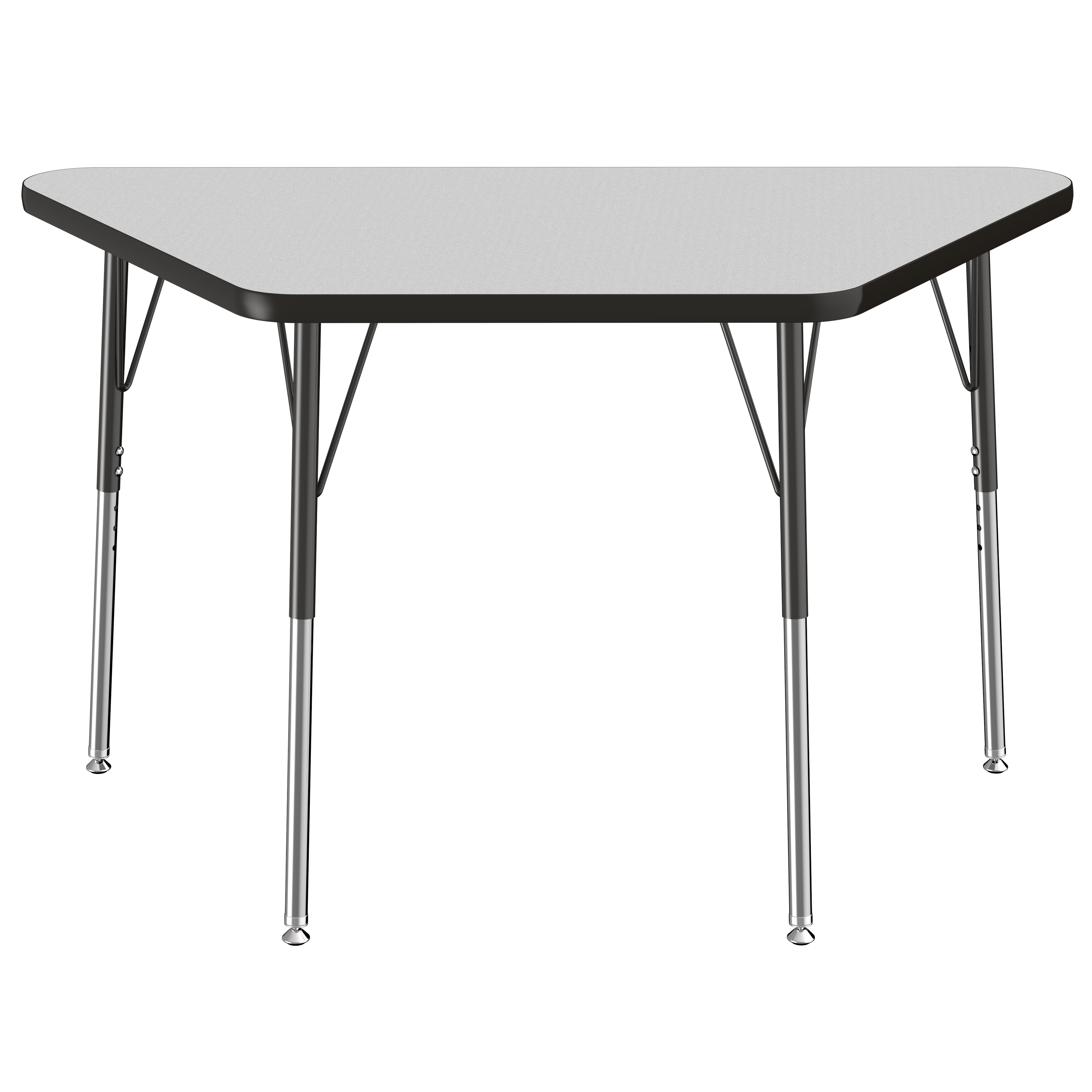 24" x 48" Trapezoid T-Molding Activity Table with Adjustable Standard Swivel Glide Legs - Gray/Black