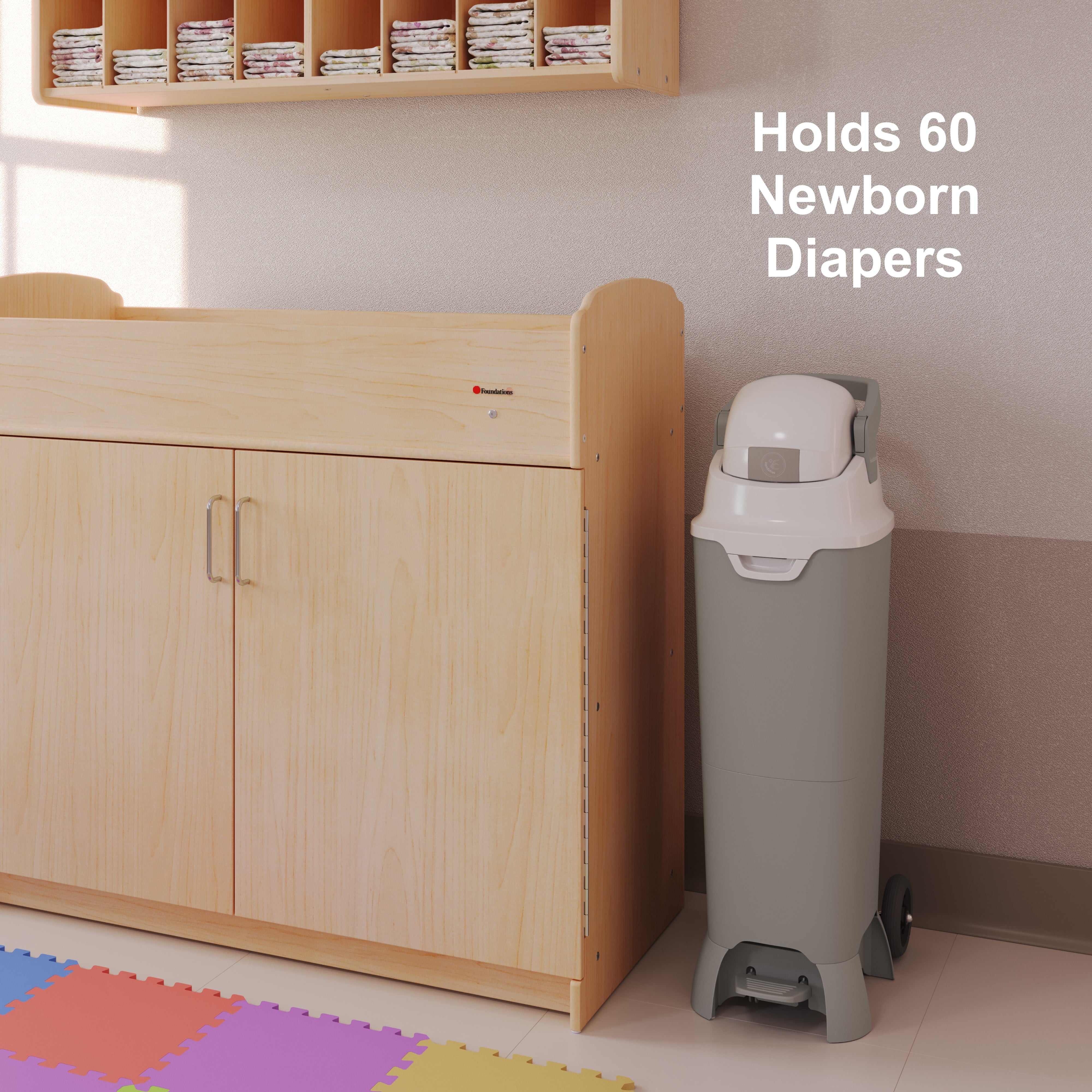 Foundations Pro Hands-Free Diaper Pail, Gray