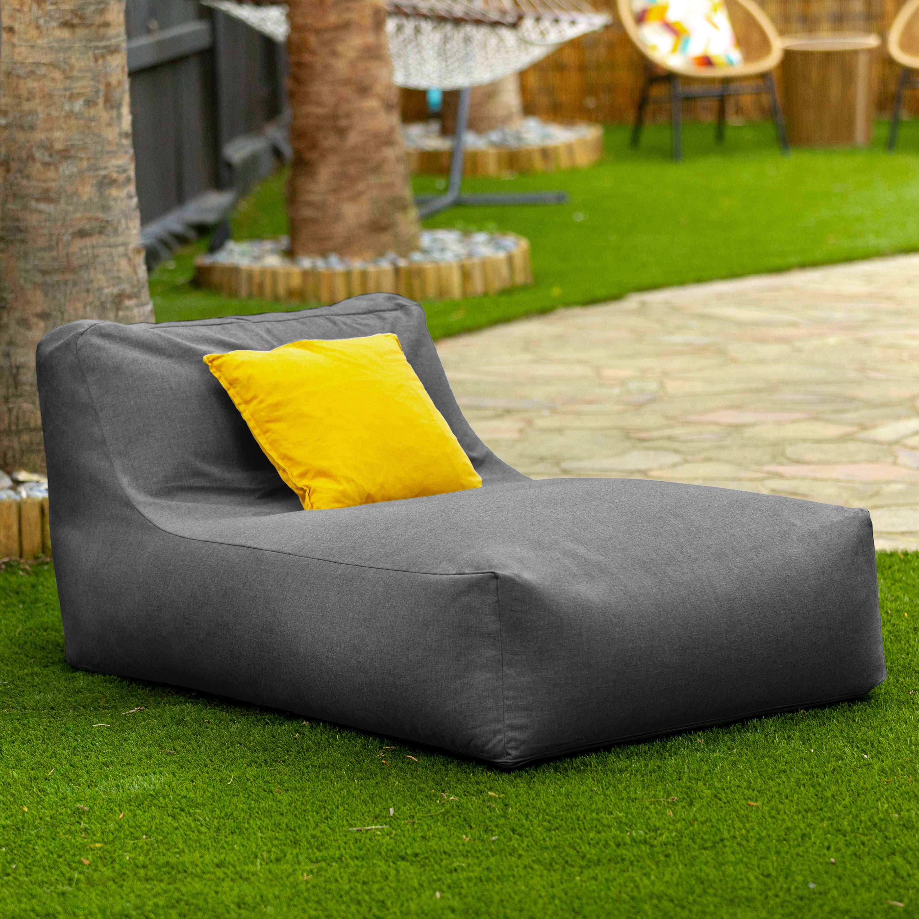 Coza Outdoor Sun Lounger - Luxurious Giant Outdoor Chaise - Sunbrella, Charcoal