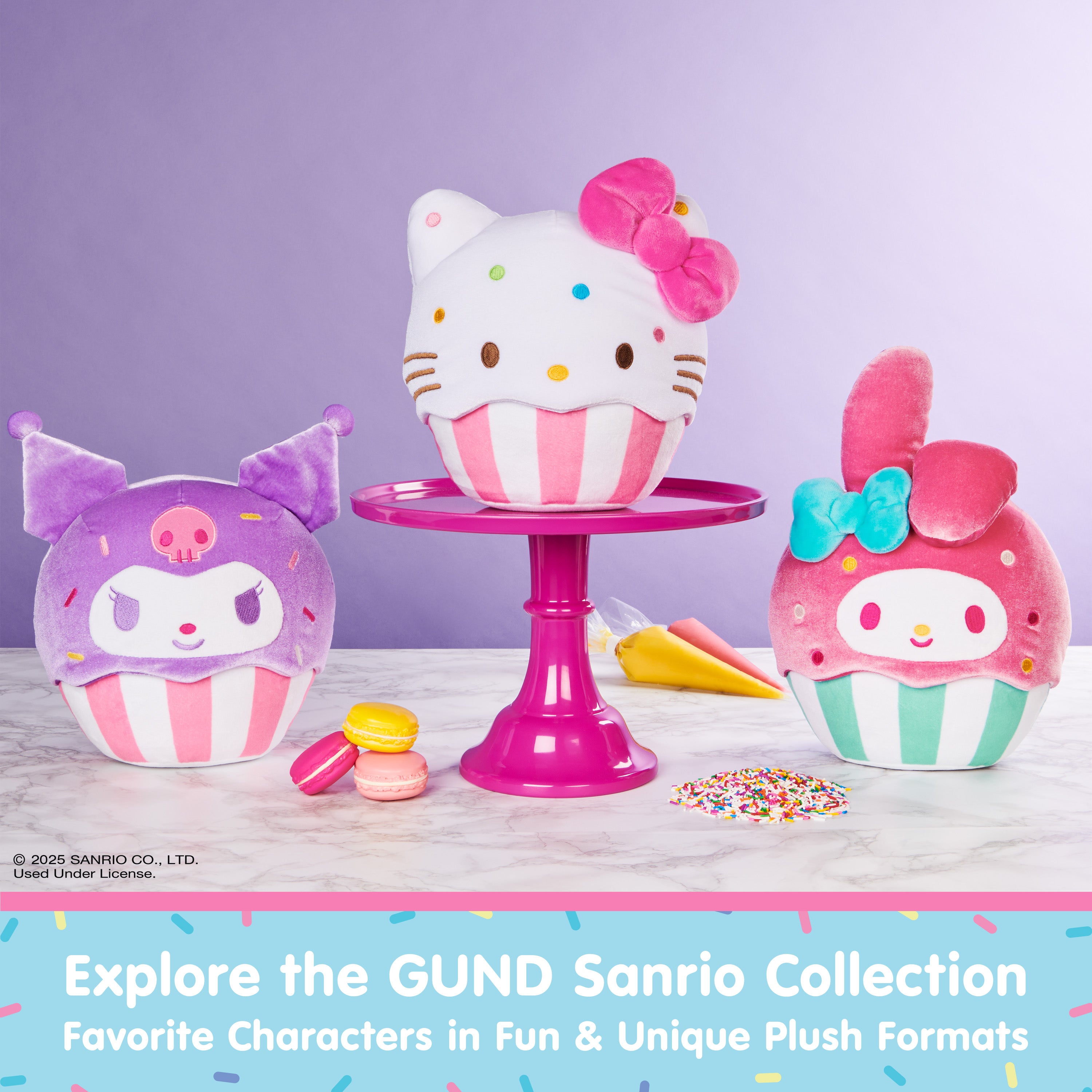 GUND Sanrio Official Hello Kitty Ice Cream Plush, Stuffed Animal for Ages 1 and Up, Pink/White, 10”