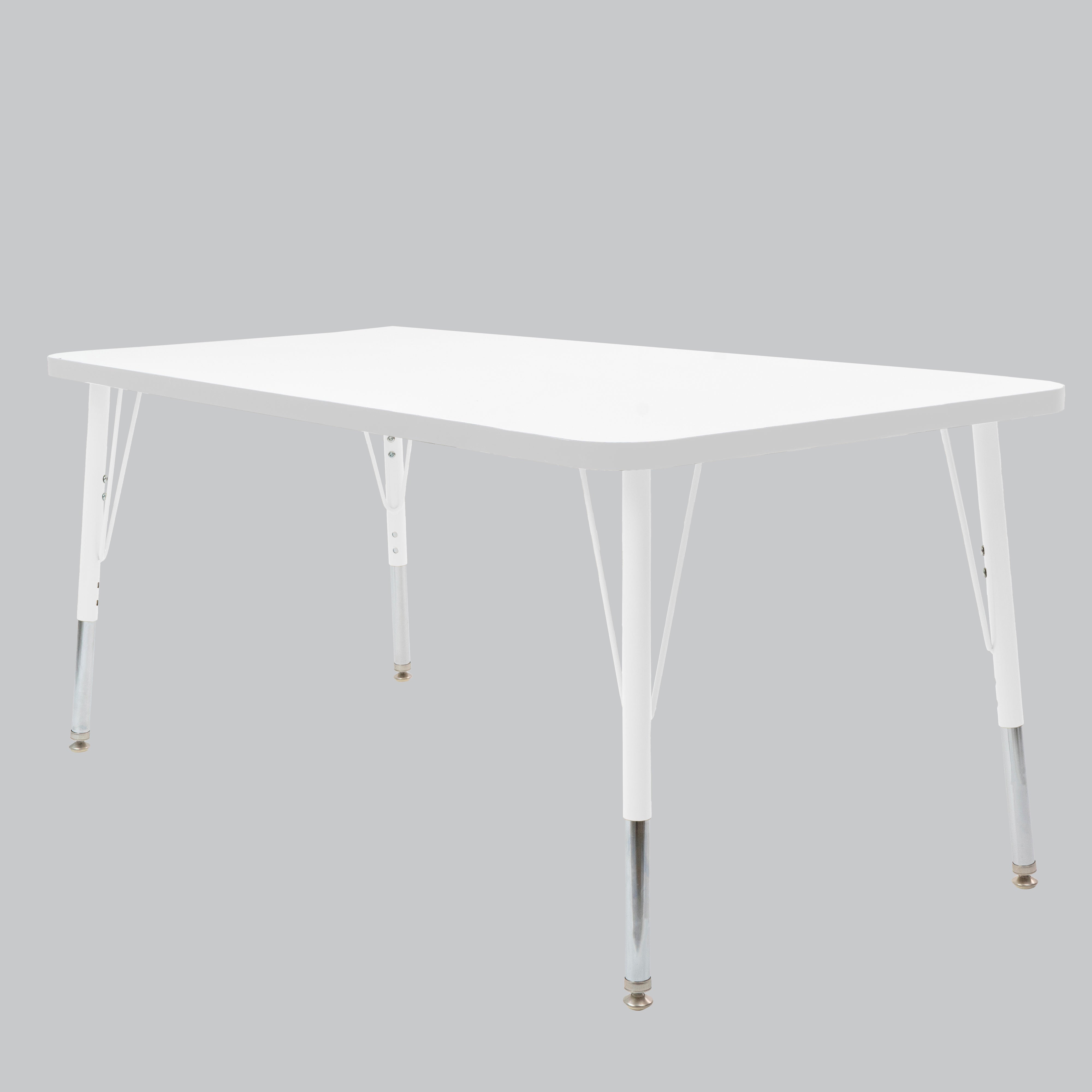30" x 60" Rectangle Thermofused Activity Table with Adjustable Standard Swivel Glide Legs - White/Light Gray/White