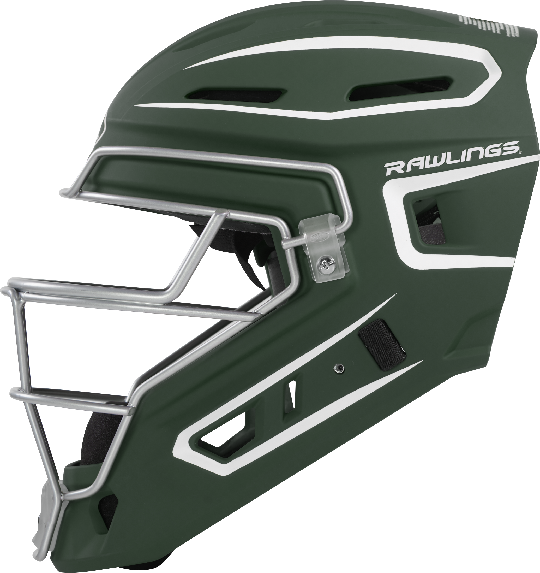 Rawlings Velo 2.0 Matte Senior Catchers Helmet - Dark Green/White