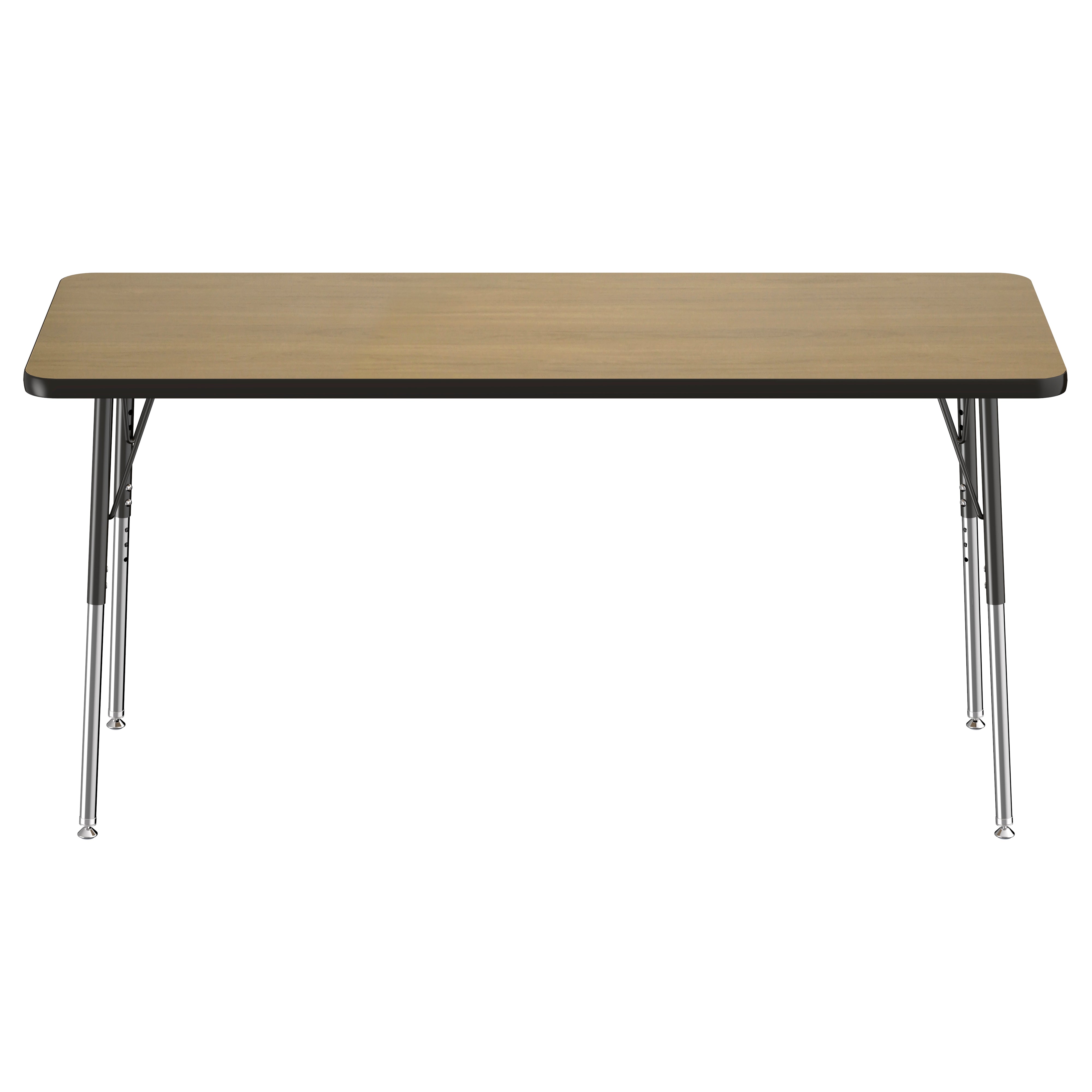 24" x 60" Rectangle T-Molding Activity Table with Adjustable Standard Swivel Glide Legs - Pasadena Oak/Black