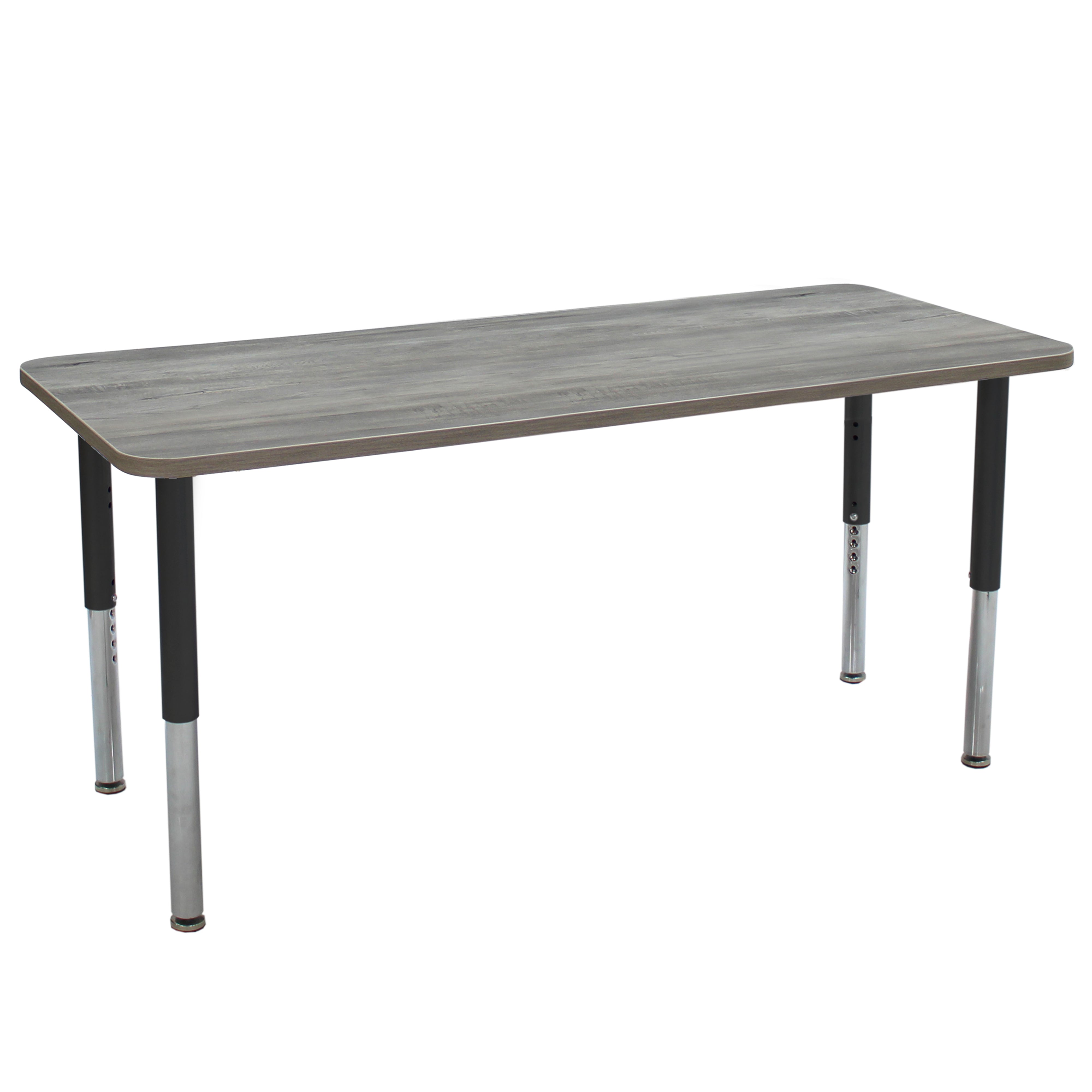 24" x 72" Rectangle La Madera Activity Table with Adjustable Super Legs - Light Gray Wood/Black