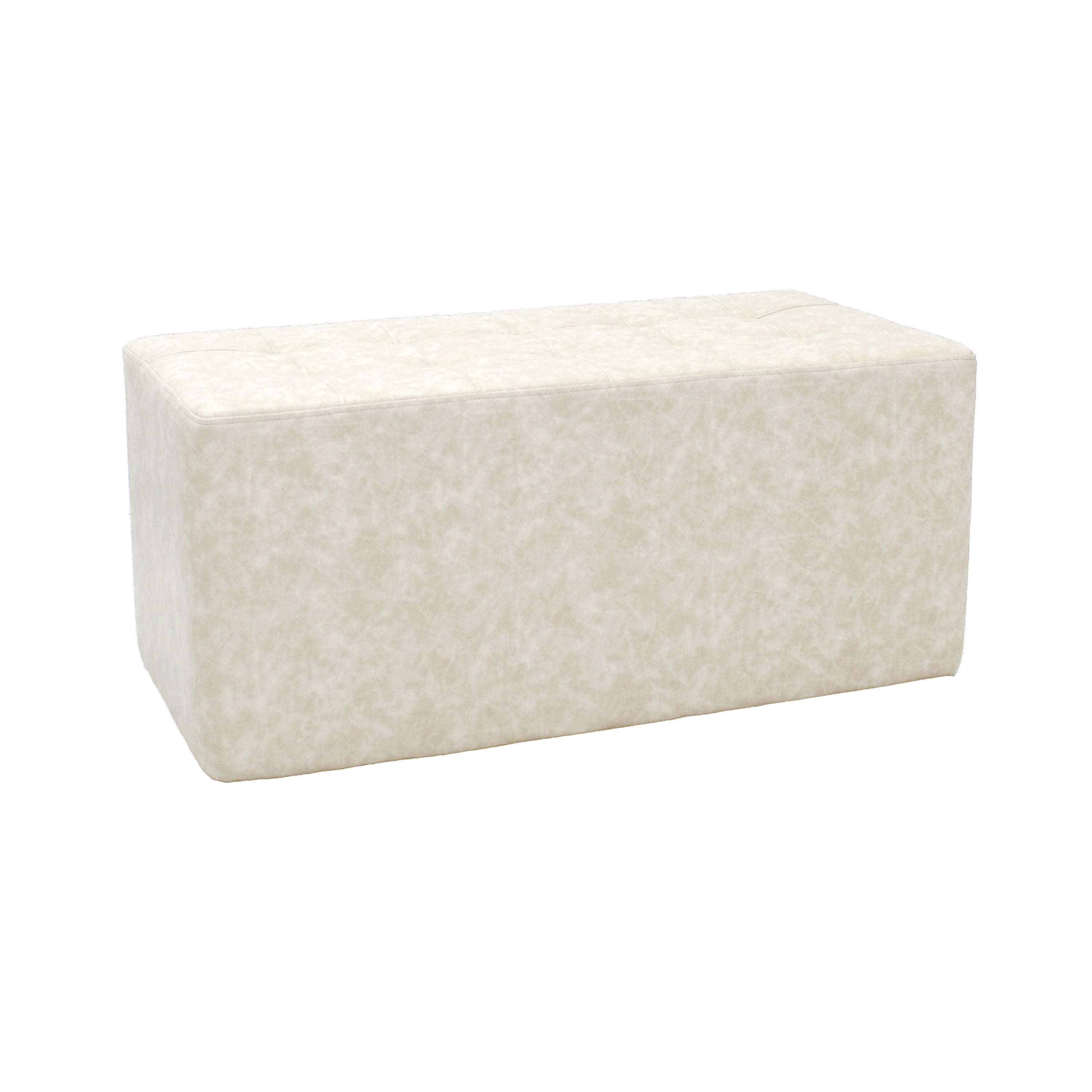 Rustic Tufted Rectangle Ottoman 16" Height - Almond