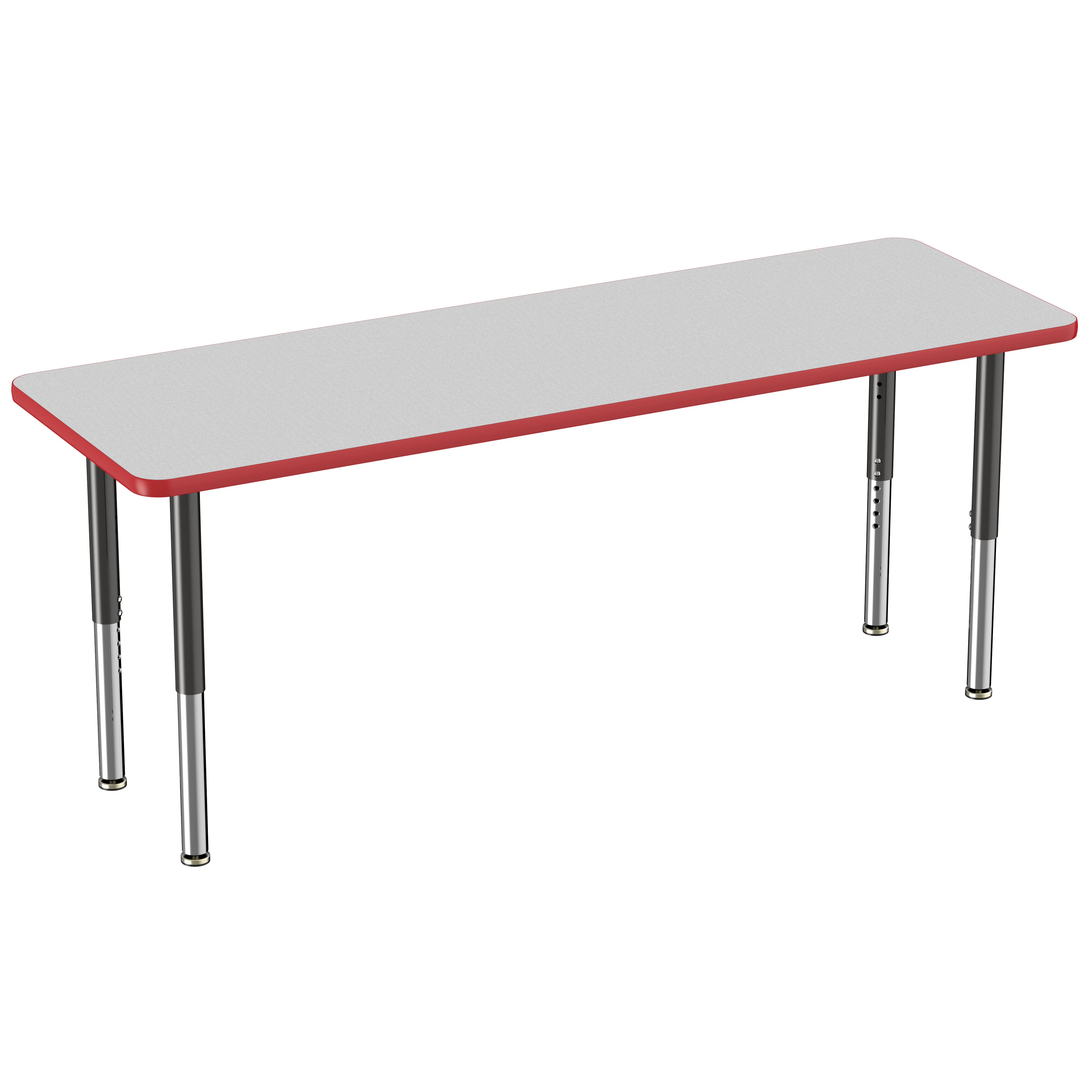 24" x 72" Rectangle T-Molding Activity Table with Adjustable Super Legs - Gray/Red/Black